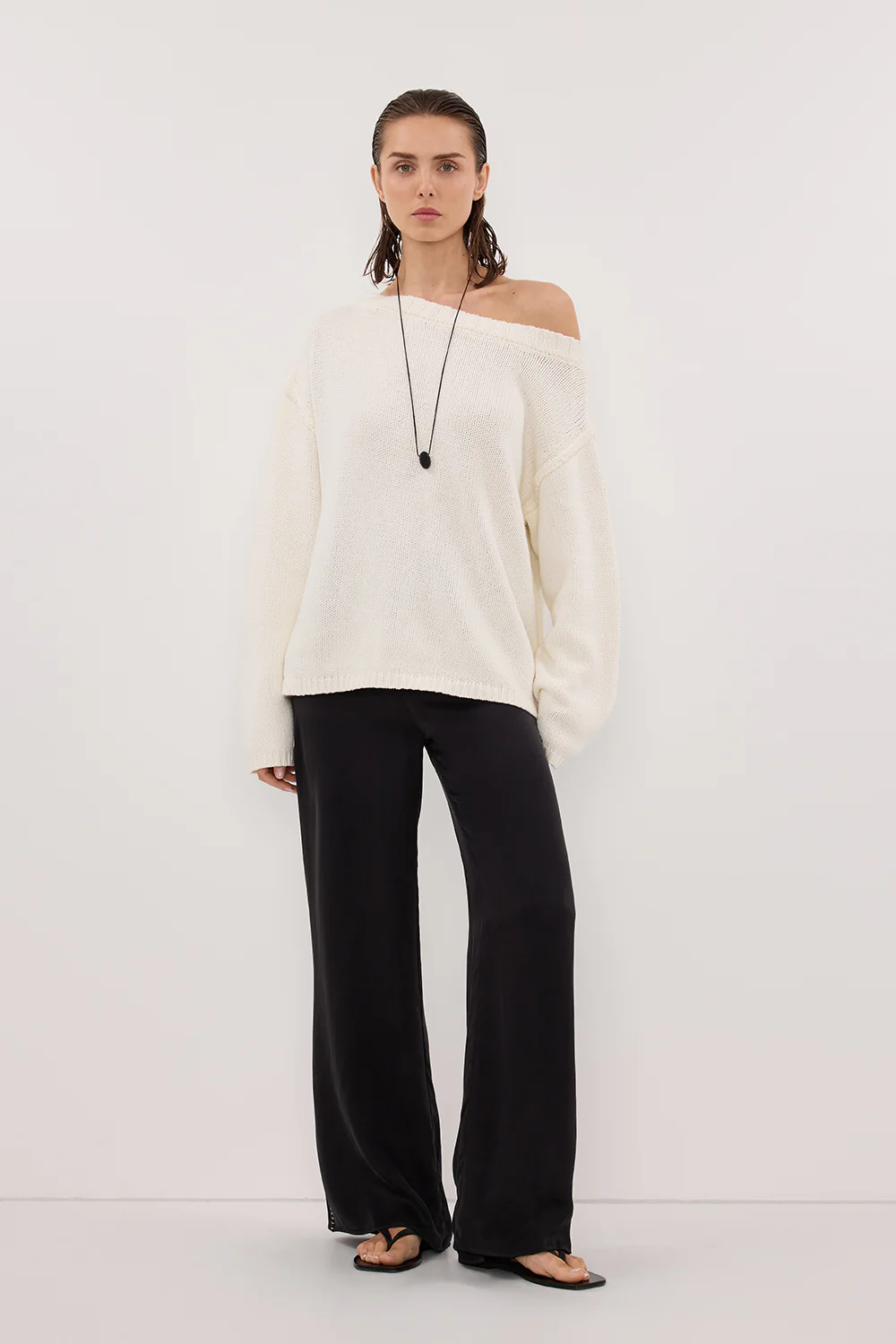 PIPER BLACK SILK STITCH DETAIL PANT