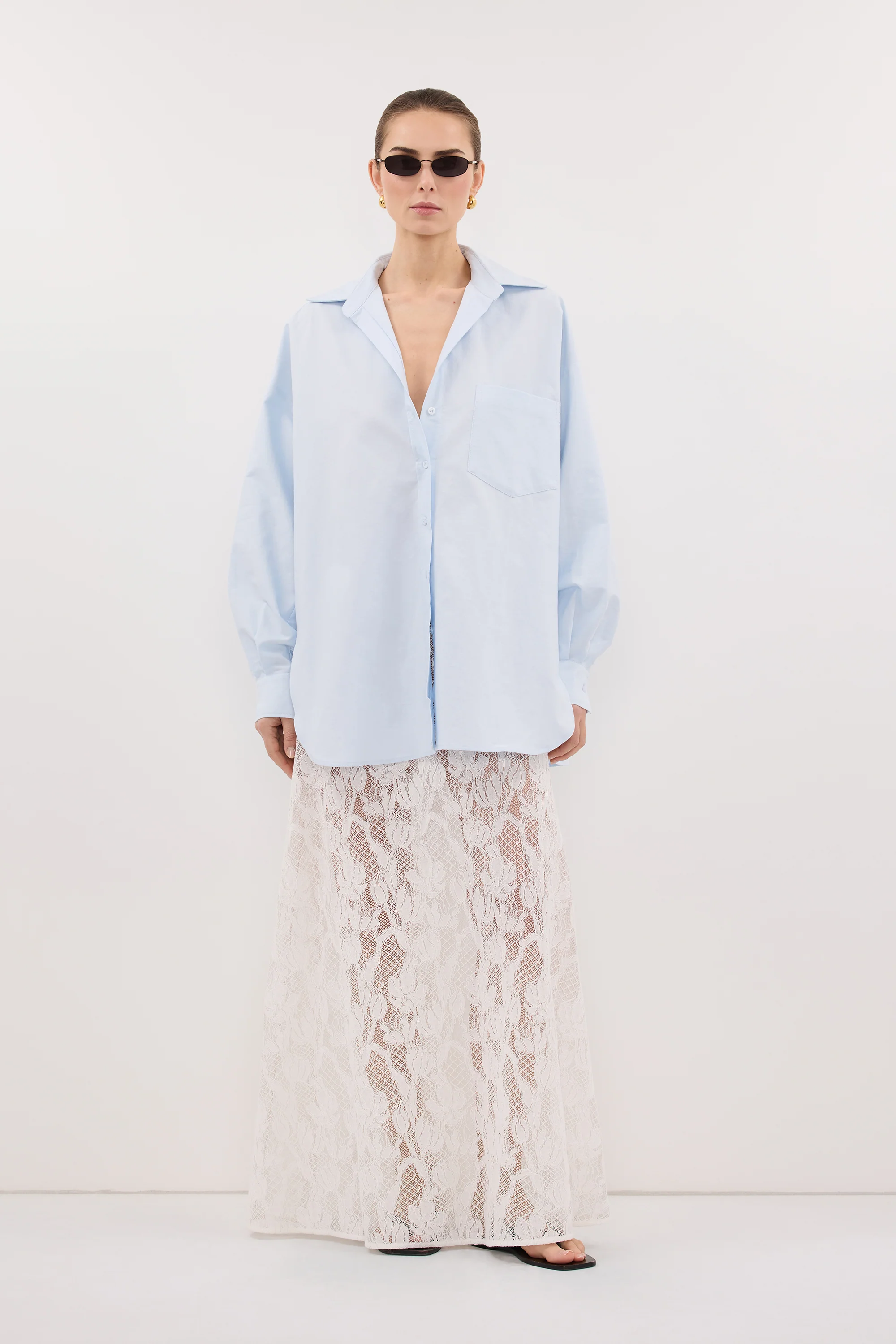 RHEA 3.0 ICE BLUE OVERSIZED COTTON SHIRT