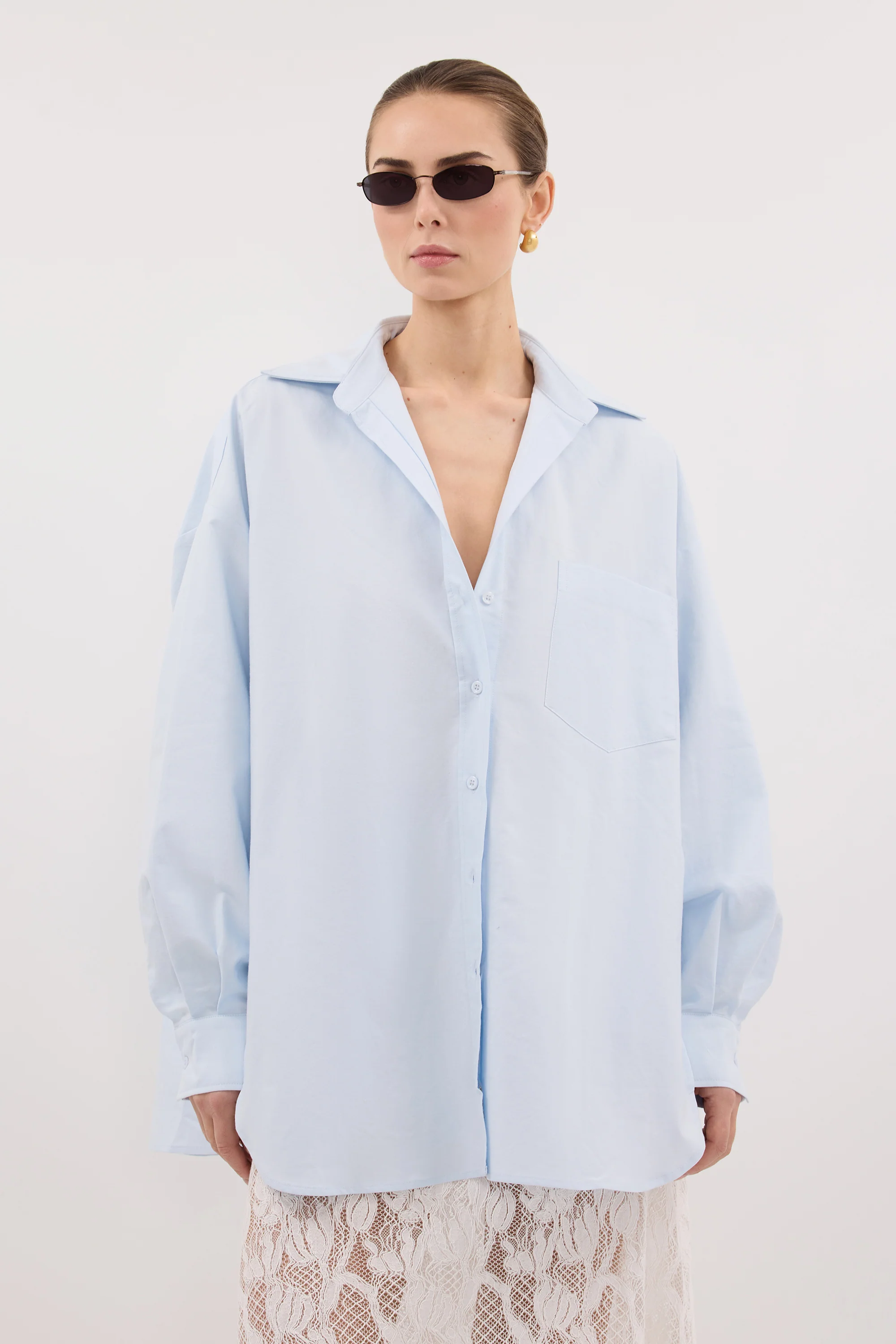 RHEA 3.0 ICE BLUE OVERSIZED COTTON SHIRT - Image 2
