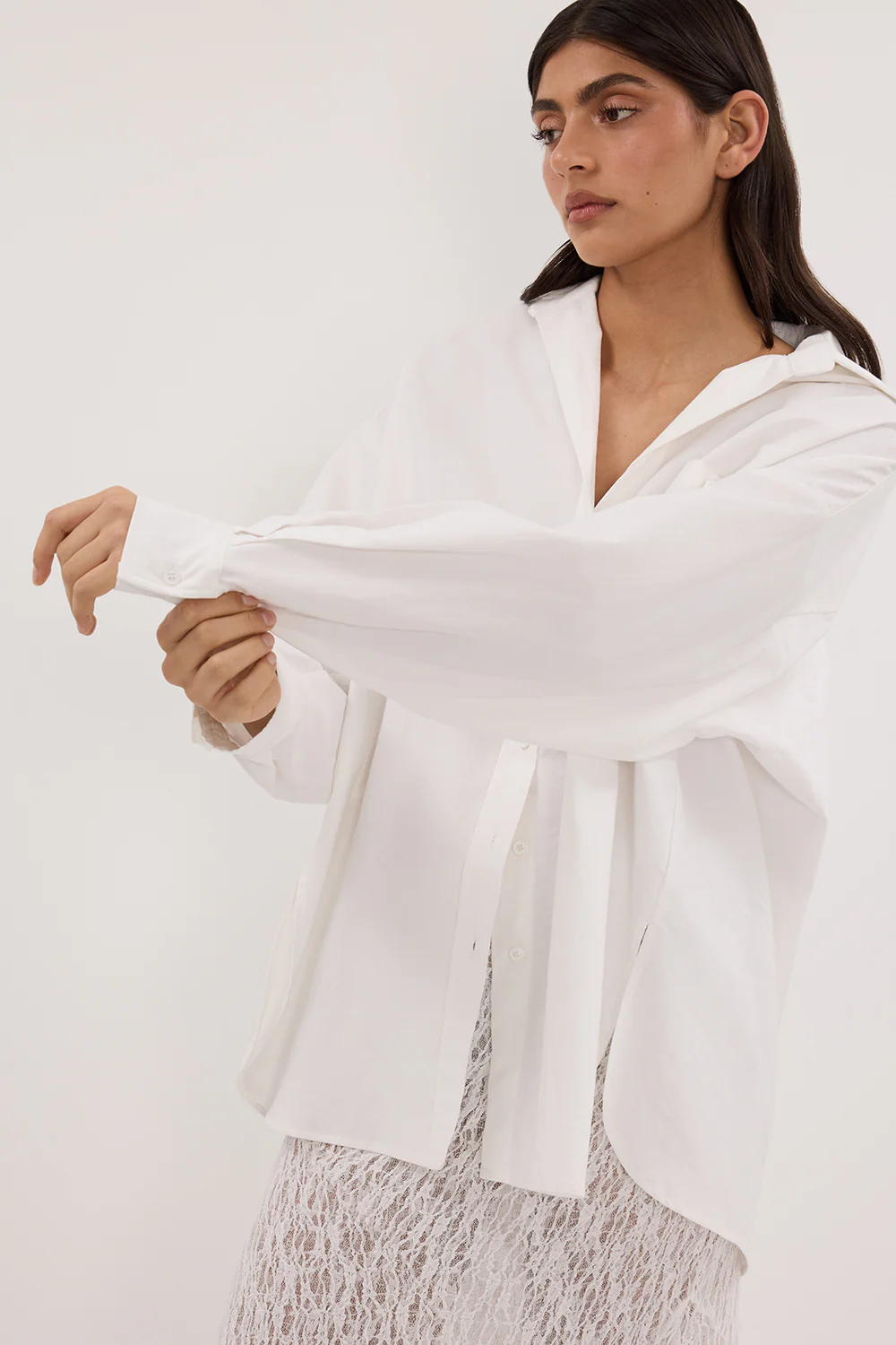 RHEA WHITE OVERSIZED COTTON SHIRT - Image 2