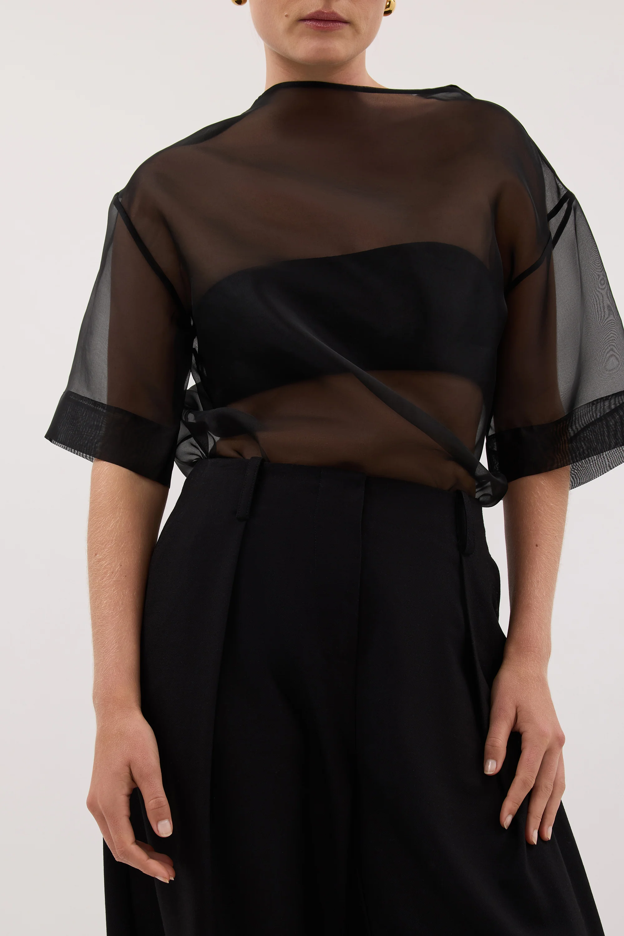 ROMY BLACK BARREL LEG TAILORED PANT - Image 6