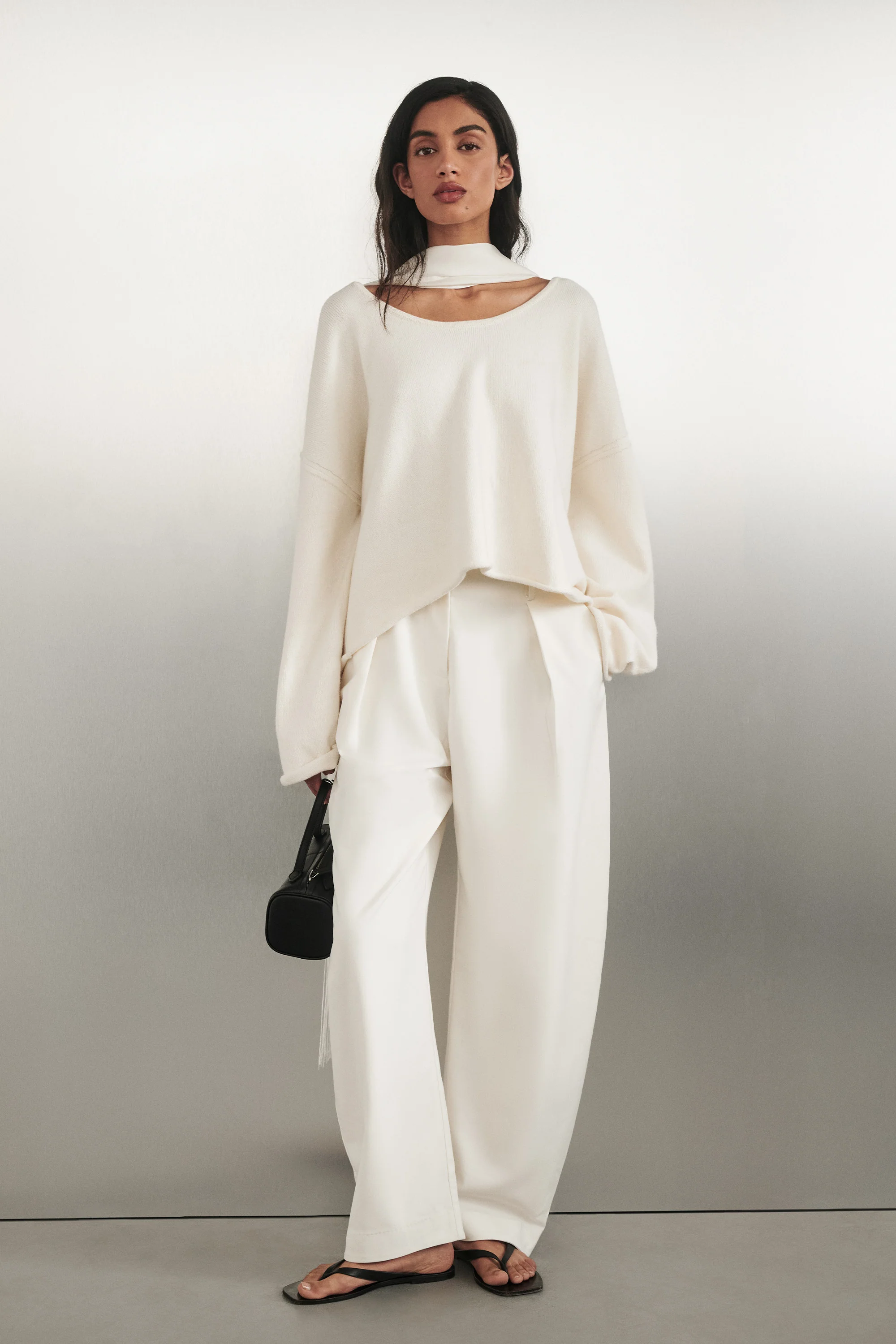 ROMY CREAM BARREL LEG TAILORED PANT