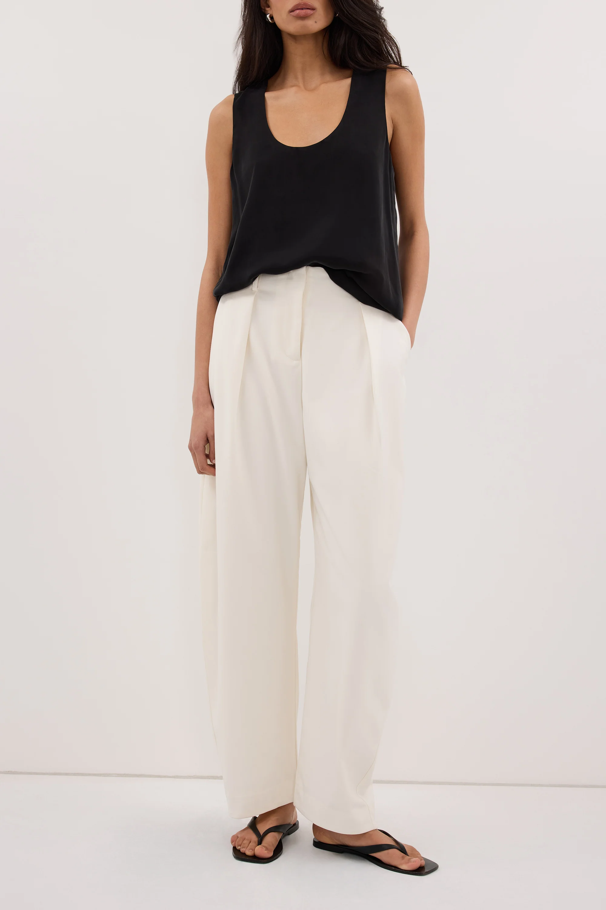 ROMY CREAM BARREL LEG TAILORED PANT - Image 2