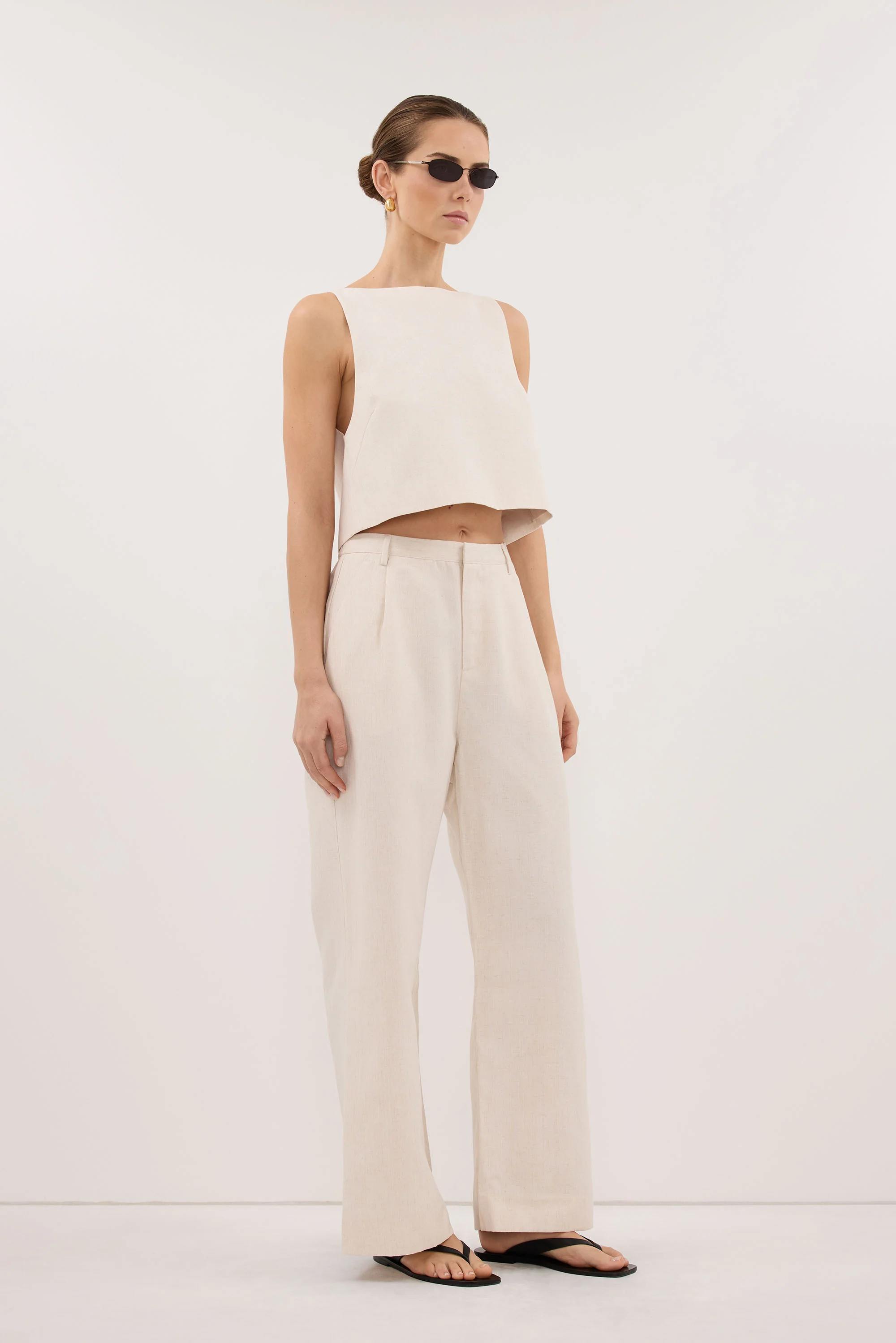 ROSALIE CREAM MARLE TAILORED PANT - Image 3