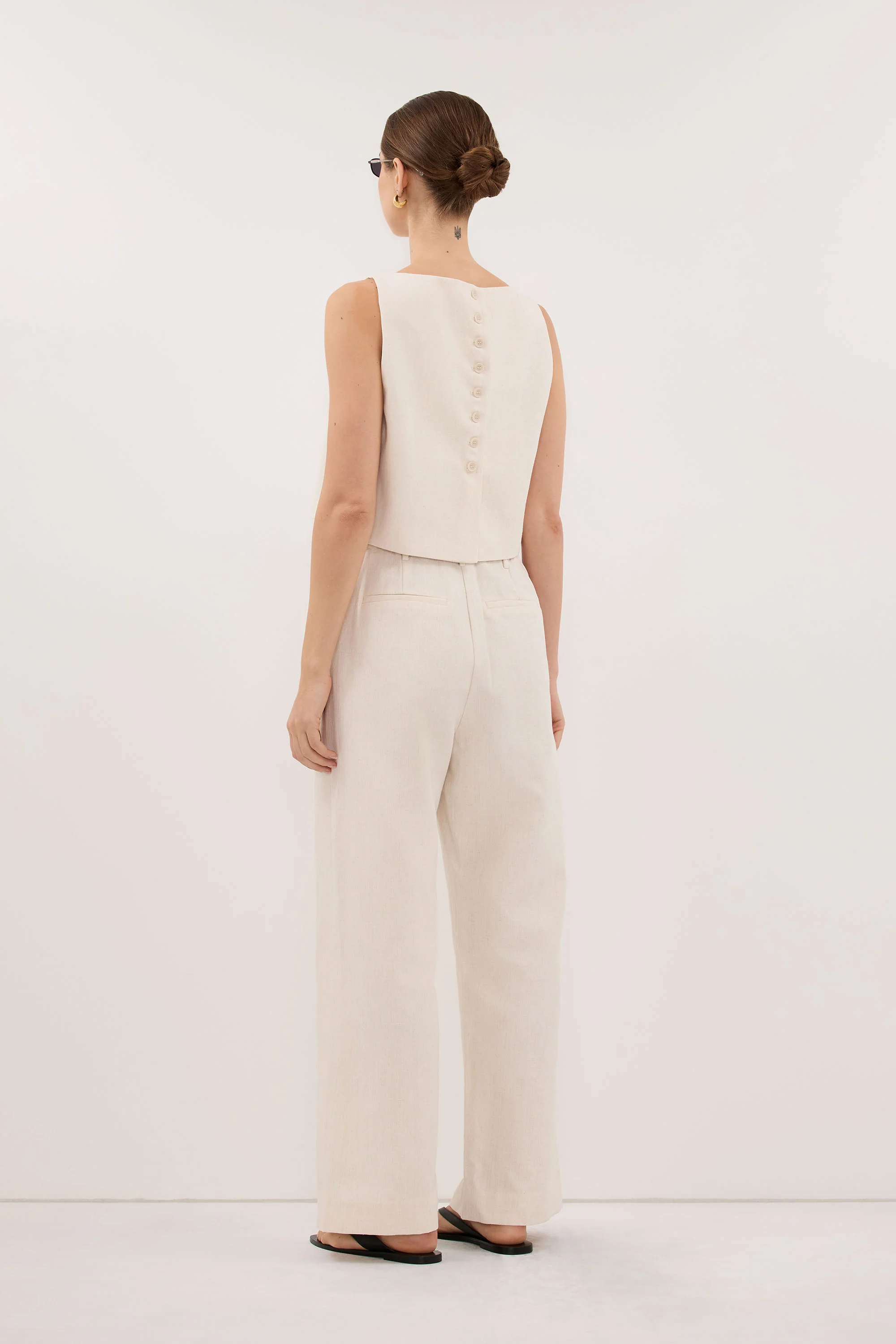 ROSALIE CREAM MARLE TAILORED PANT - Image 4