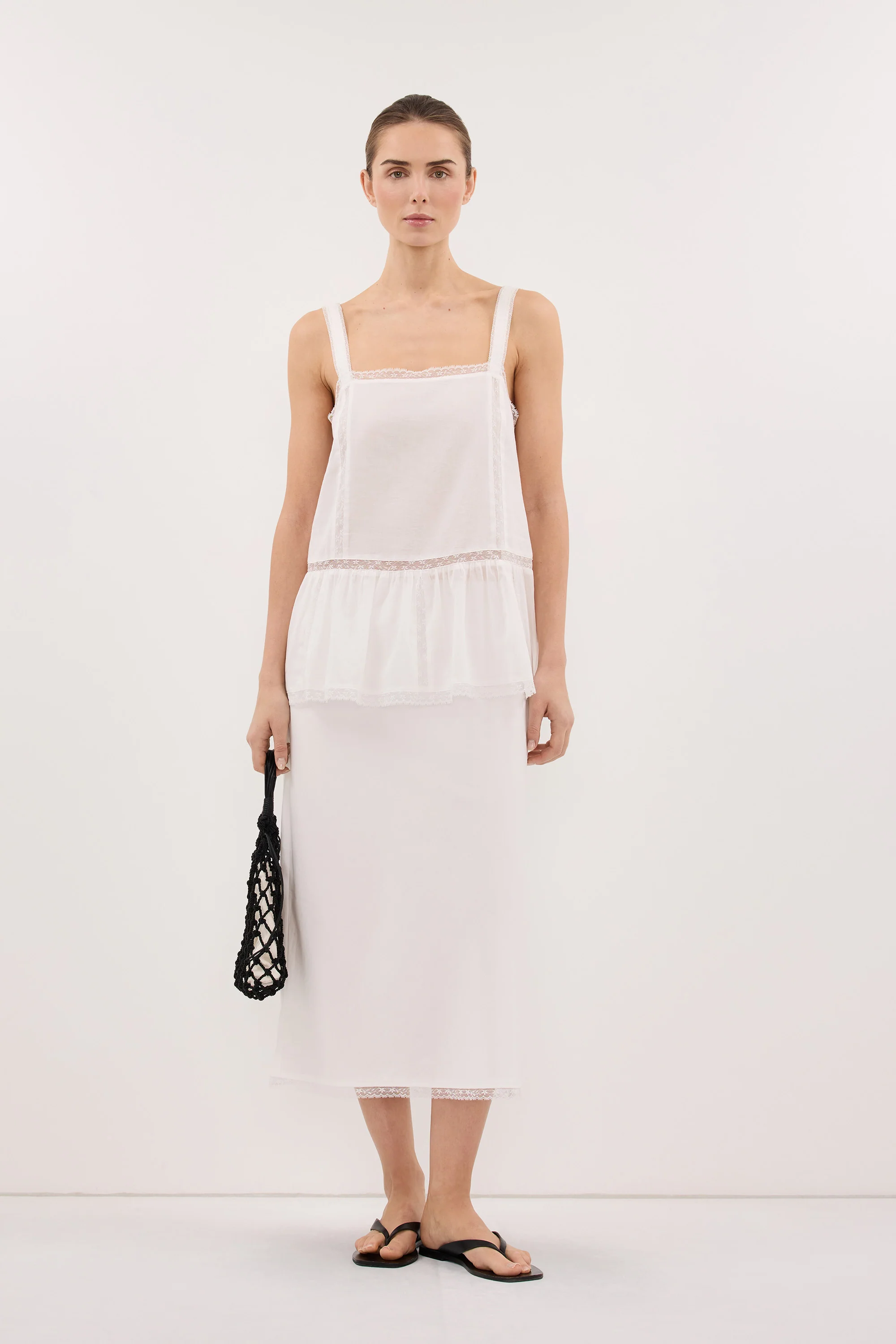 ROSIN WHITE KNEE LENGTH SKIRT - Image 3