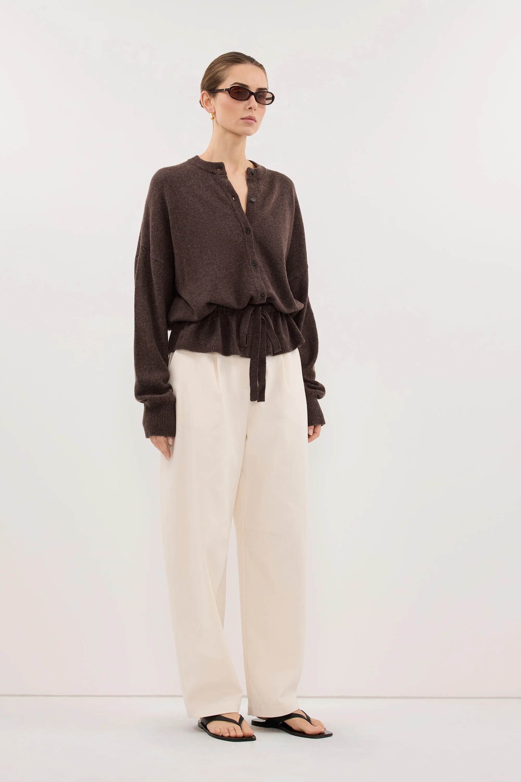 SAILOR CHOC MARLE BELTED CARDIGAN - Image 3