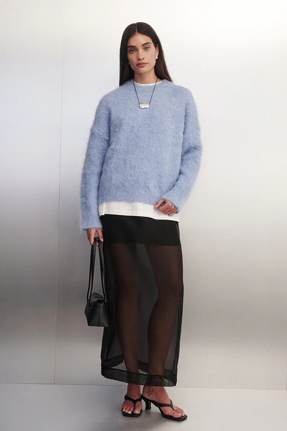 SALMA DUSTY BLUE CREW NECK KNIT JUMPER - Image 2