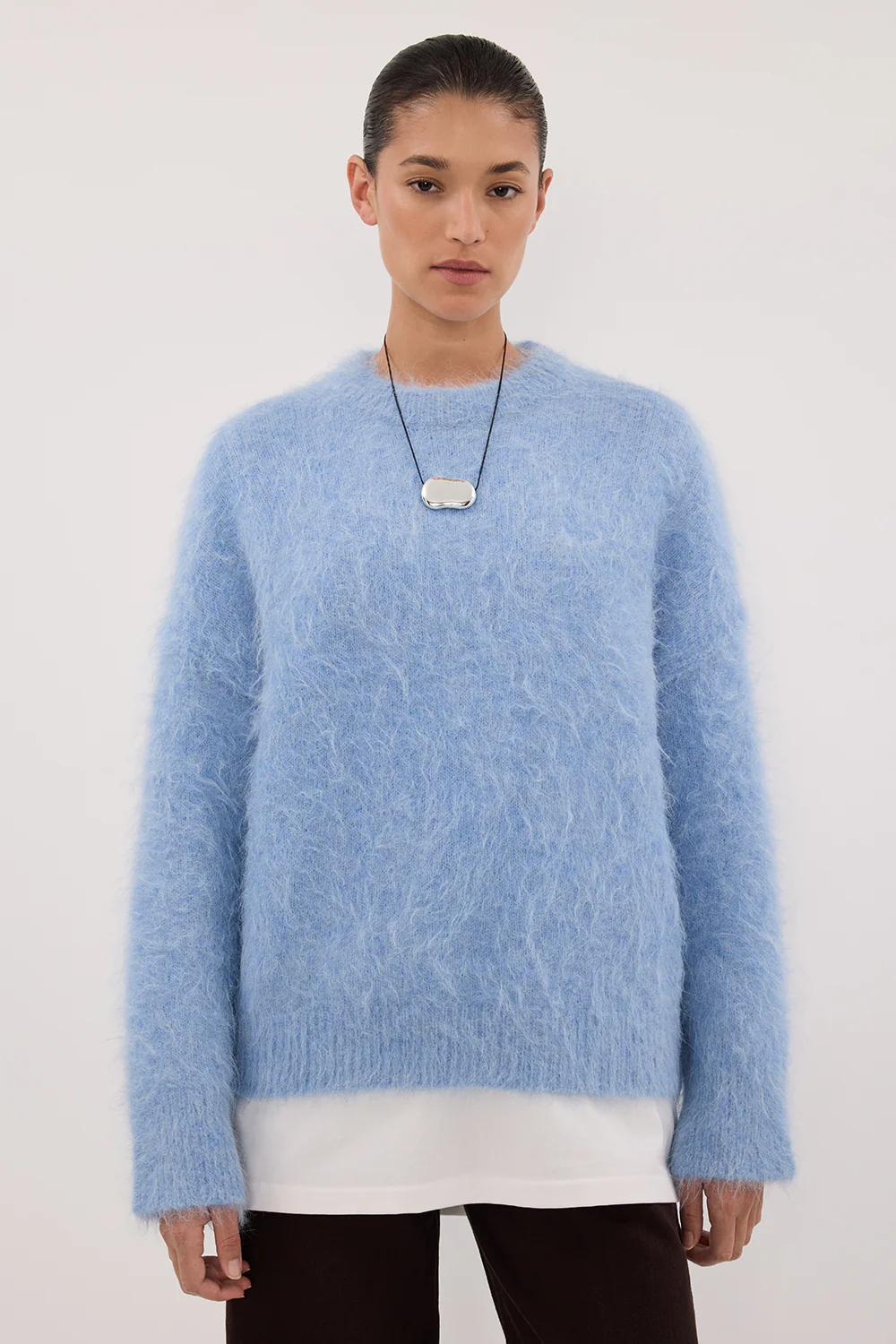 SALMA DUSTY BLUE CREW NECK KNIT JUMPER - Image 5