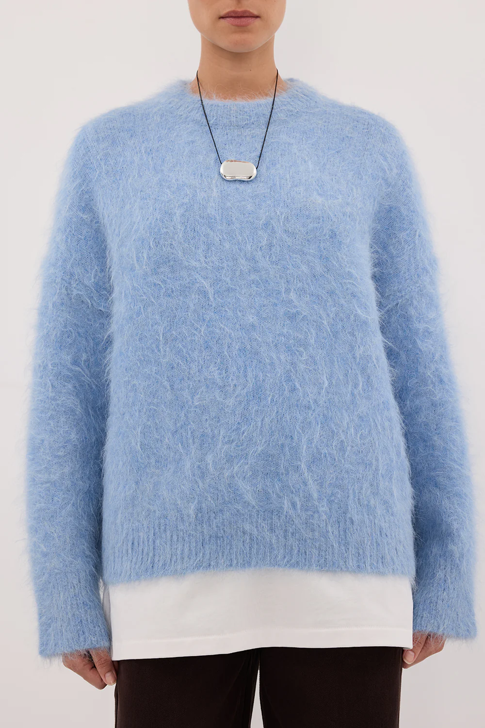SALMA DUSTY BLUE CREW NECK KNIT JUMPER - Image 6