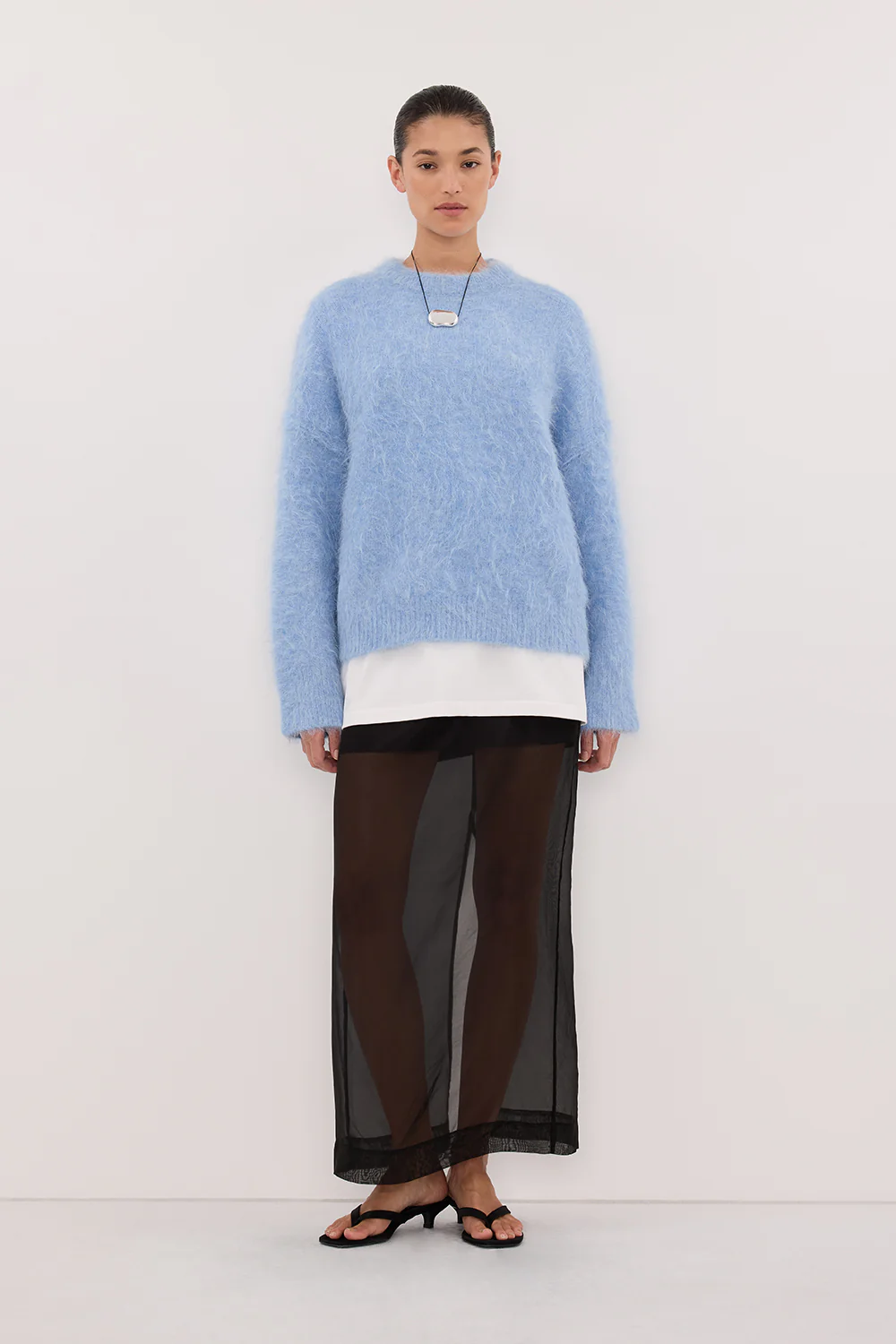 SALMA DUSTY BLUE CREW NECK KNIT JUMPER - Image 7