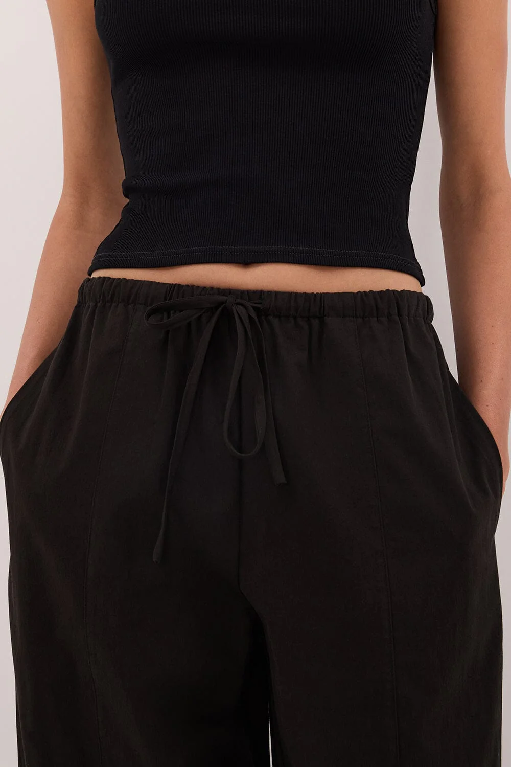 SCOUT BLACK COTTON BARREL LEG PANT - Image 4