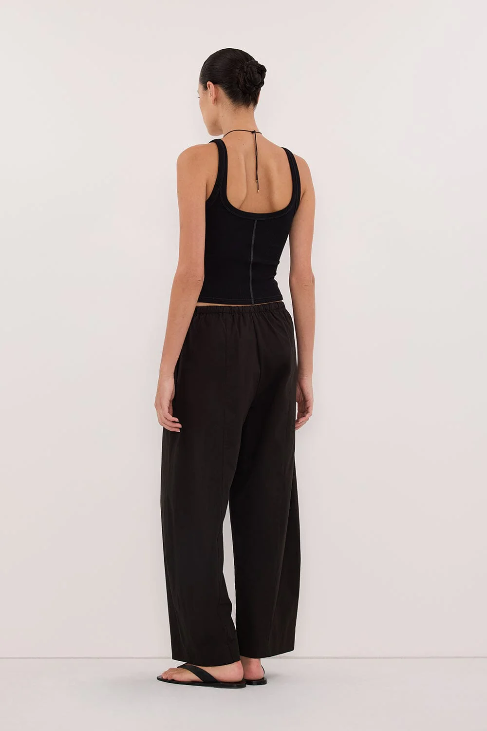 SCOUT BLACK COTTON BARREL LEG PANT - Image 6