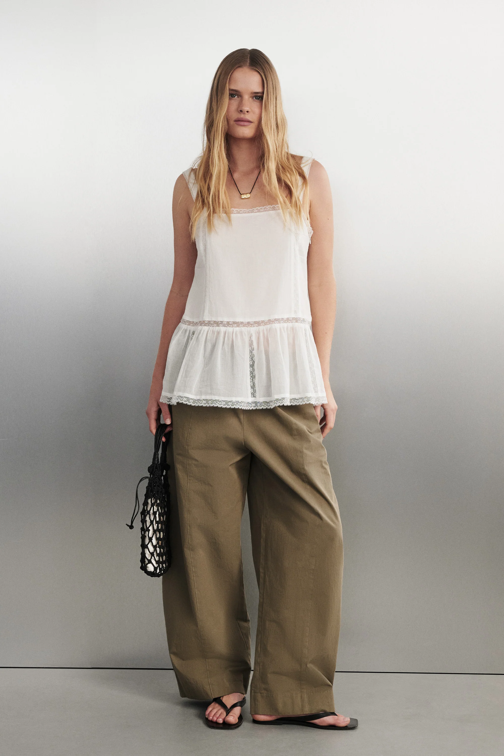 SCOUT KHAKI COTTON BARREL LEG PANT