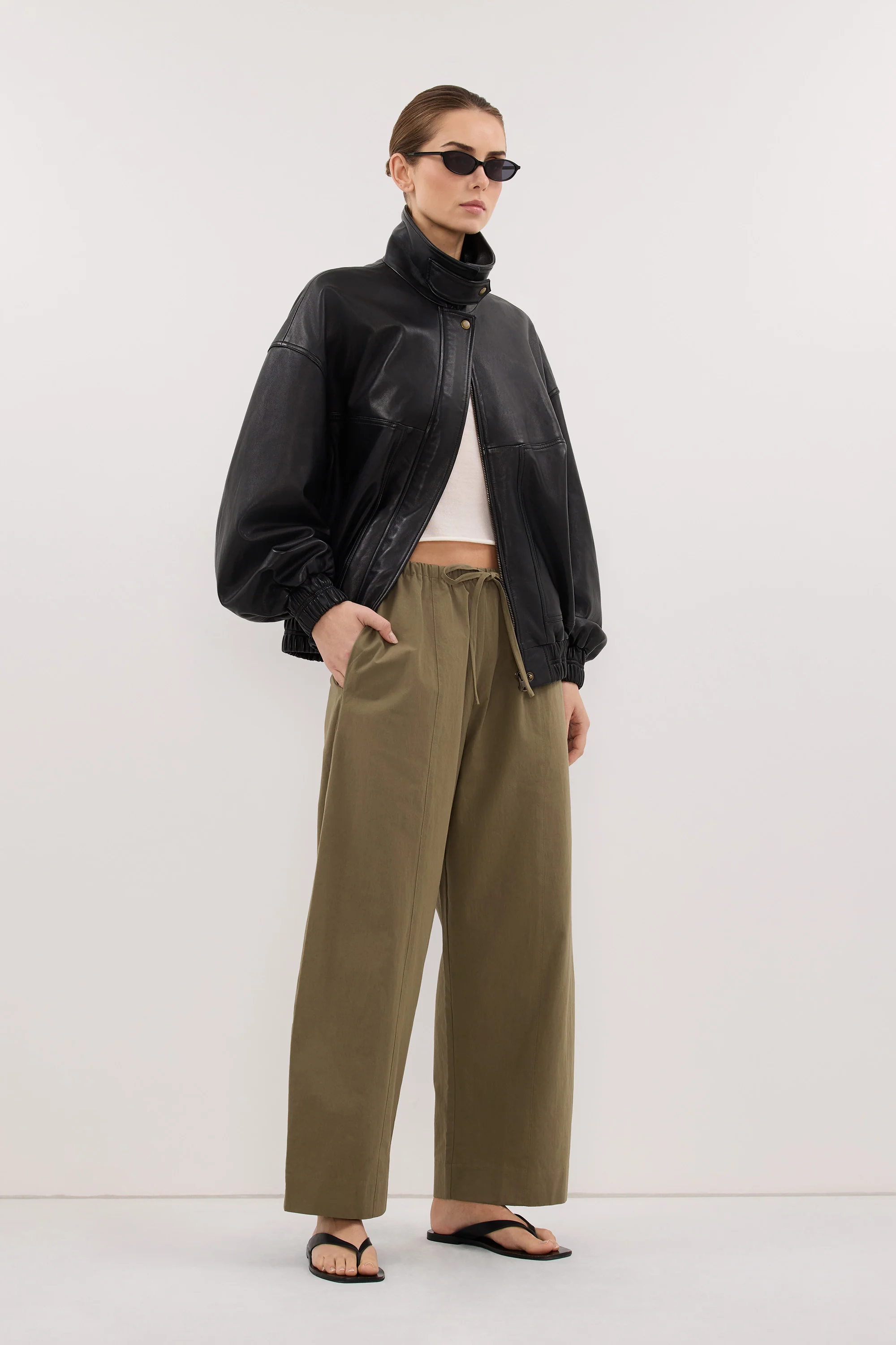 SCOUT KHAKI COTTON BARREL LEG PANT - Image 4