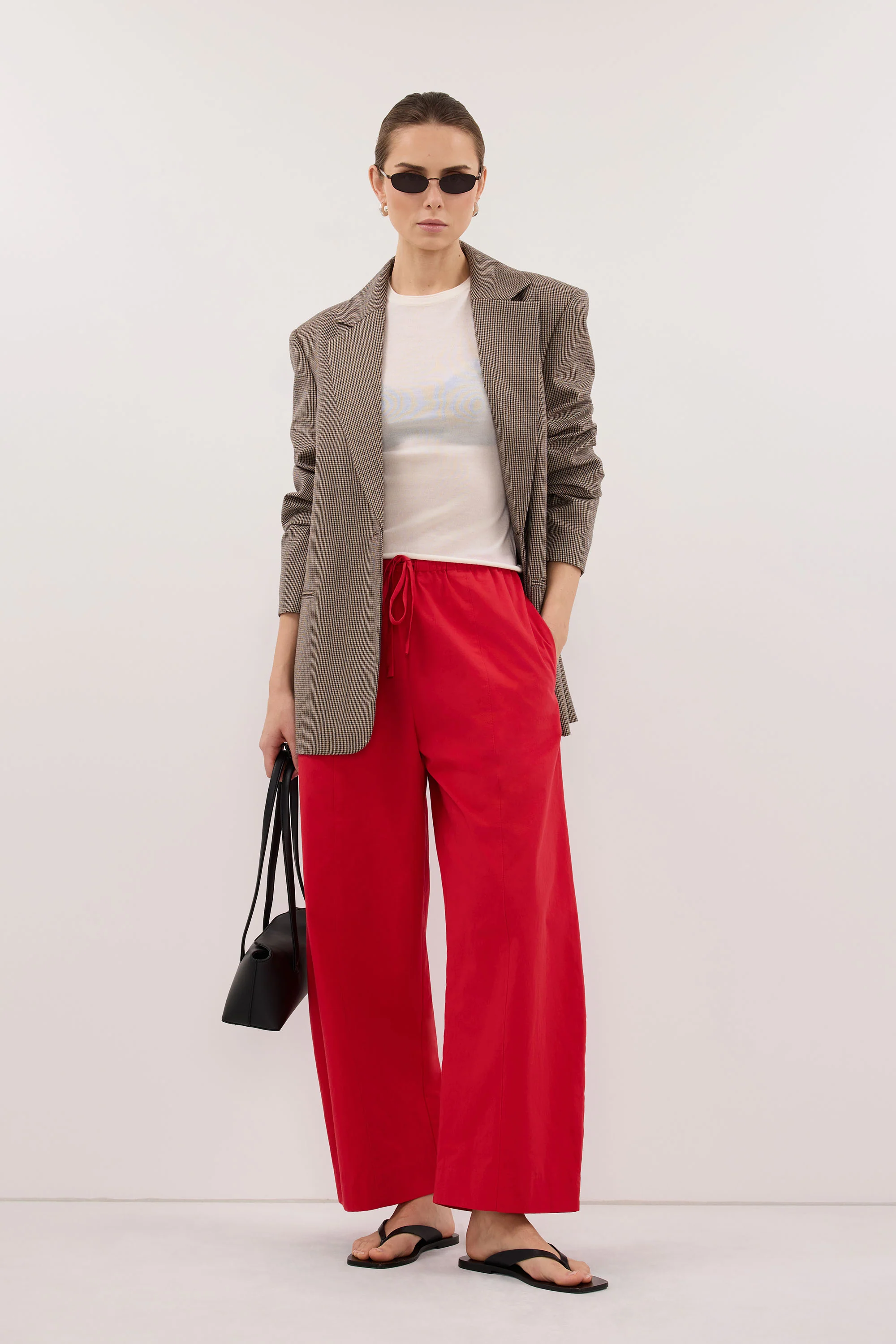 SCOUT RED COTTON BARREL LEG PANT - Image 3