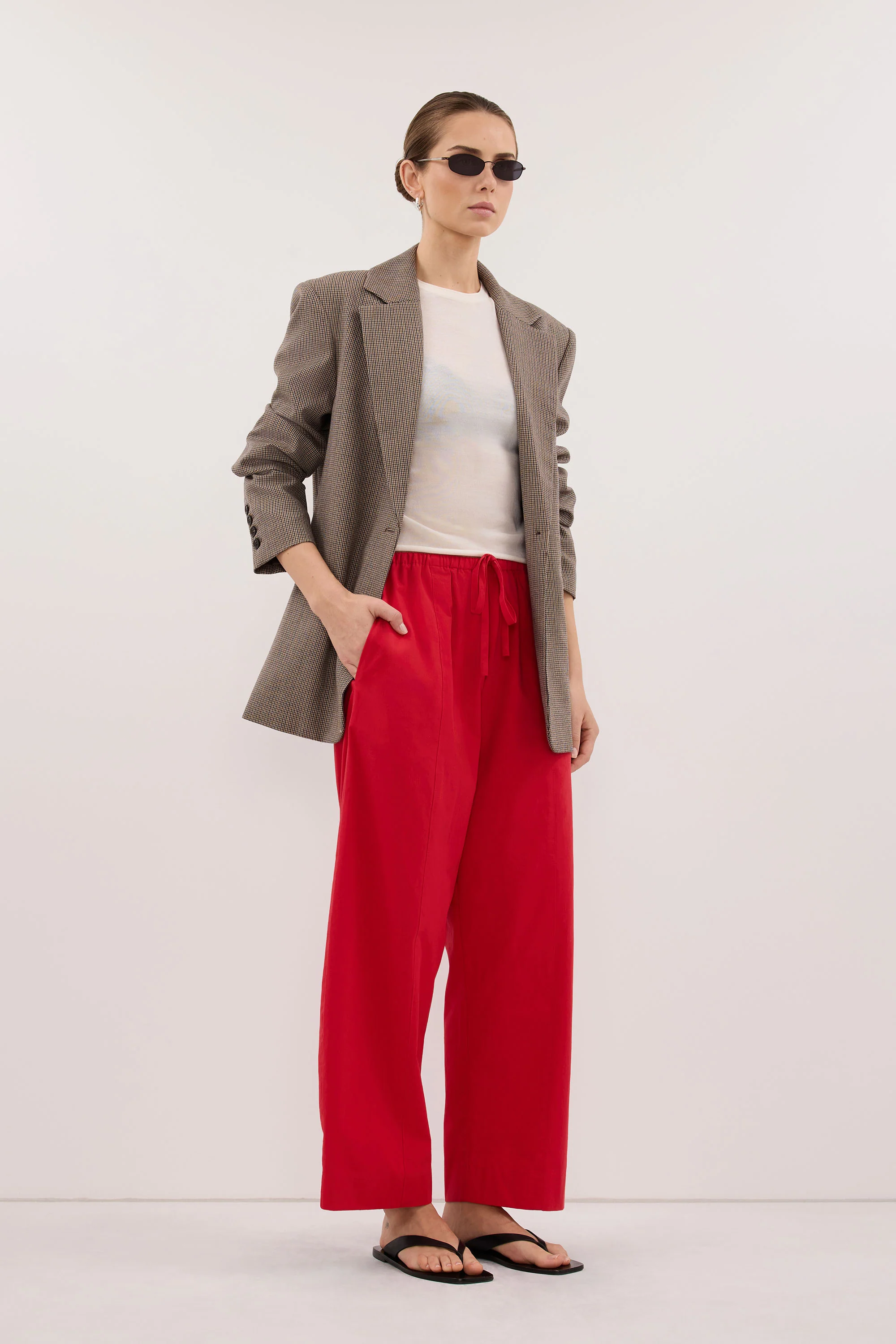SCOUT RED COTTON BARREL LEG PANT - Image 4