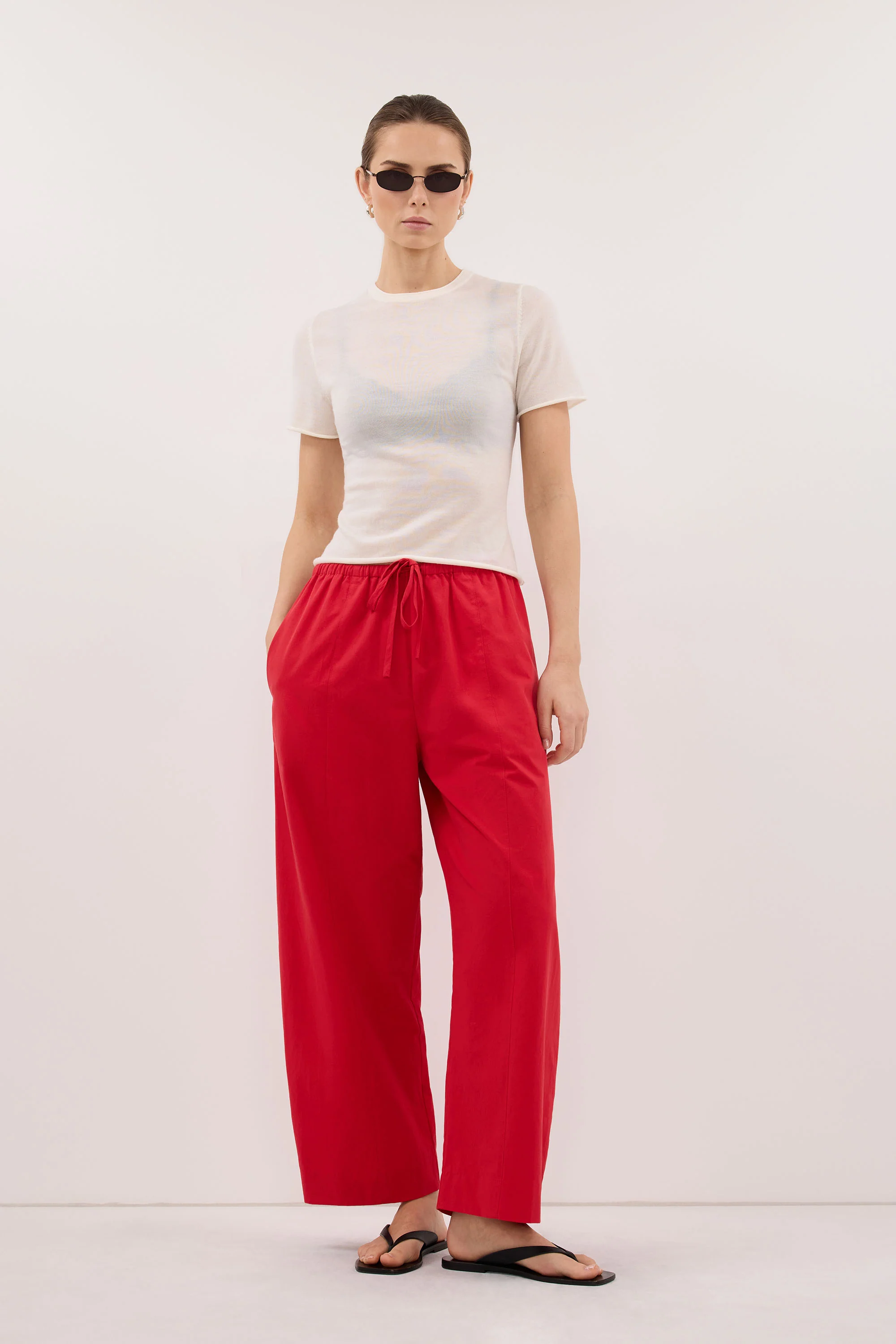 SCOUT RED COTTON BARREL LEG PANT - Image 7