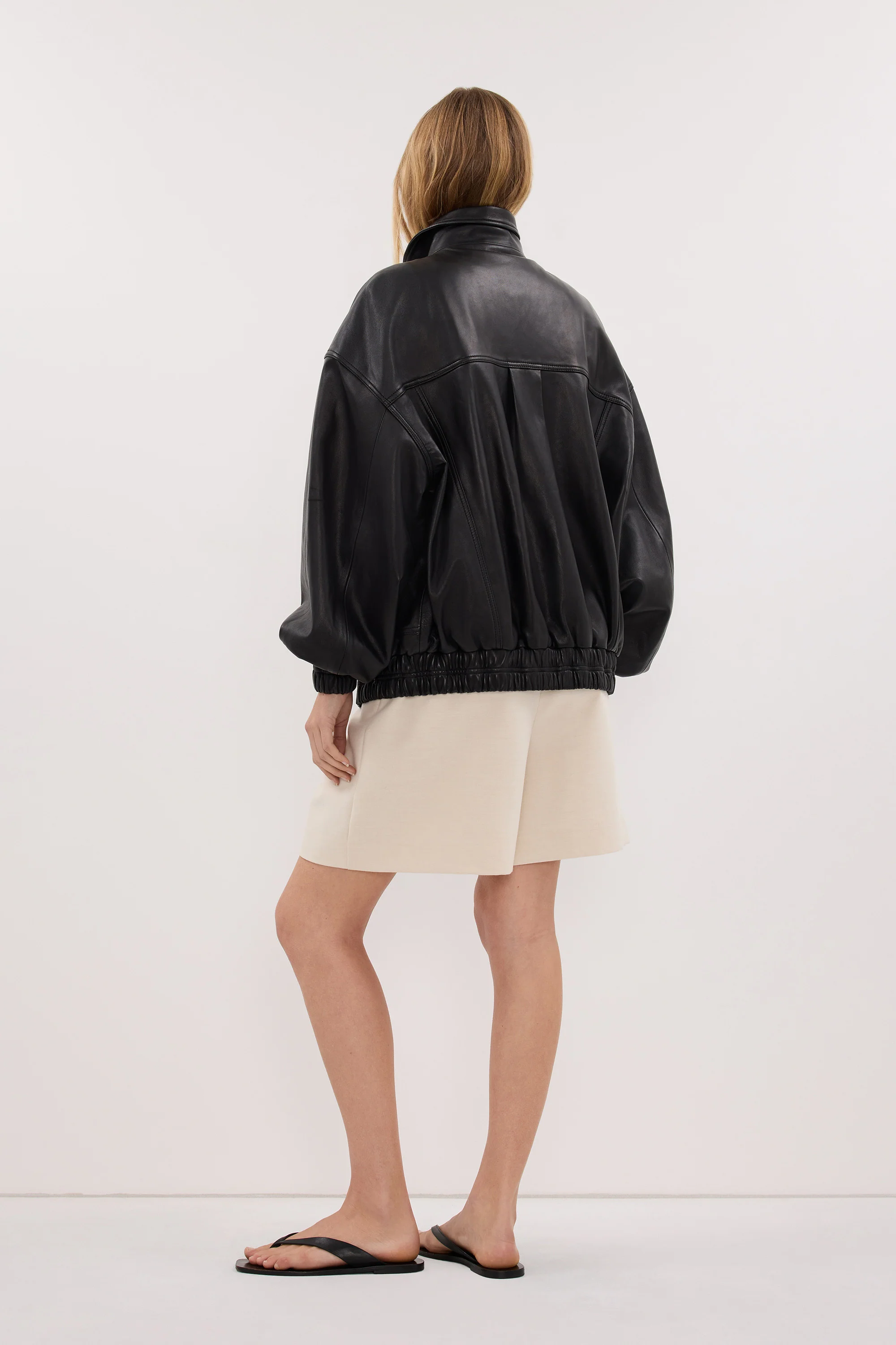 SERIN BLACK LEATHER BOMBER JACKET - Image 7
