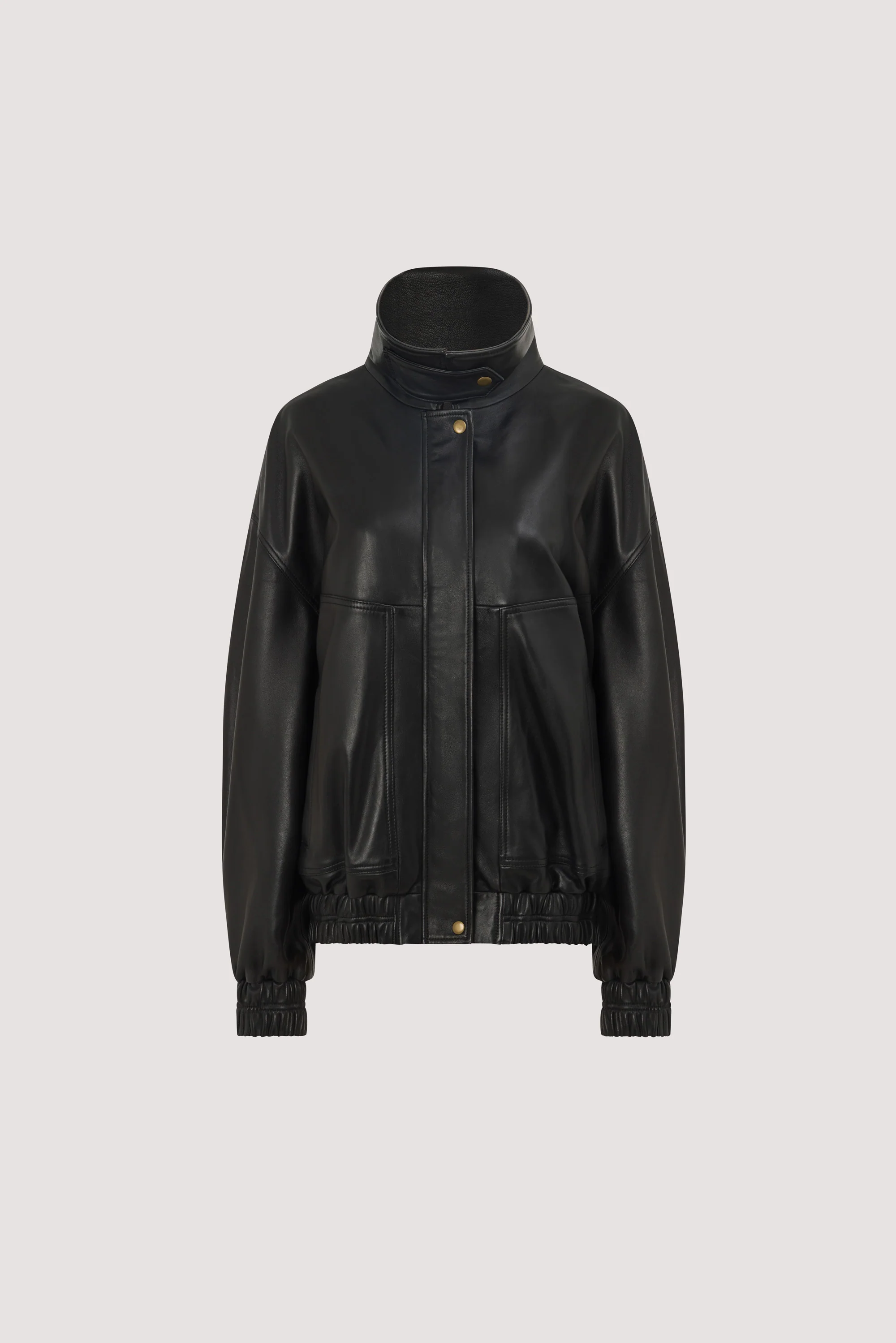 SERIN BLACK LEATHER BOMBER JACKET - Image 9