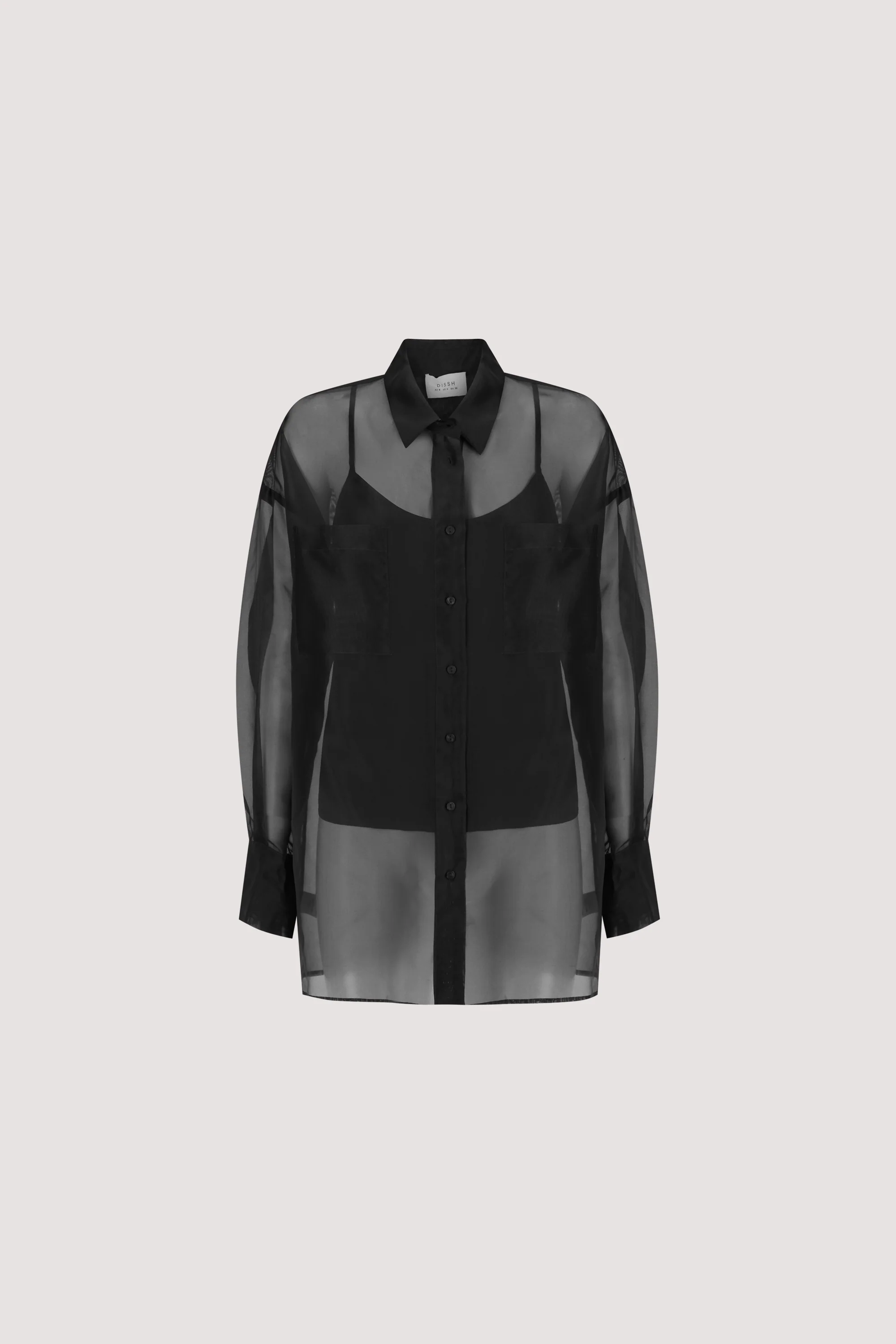 SIAN BLACK SILK ORGANZA SHIRT - Image 7