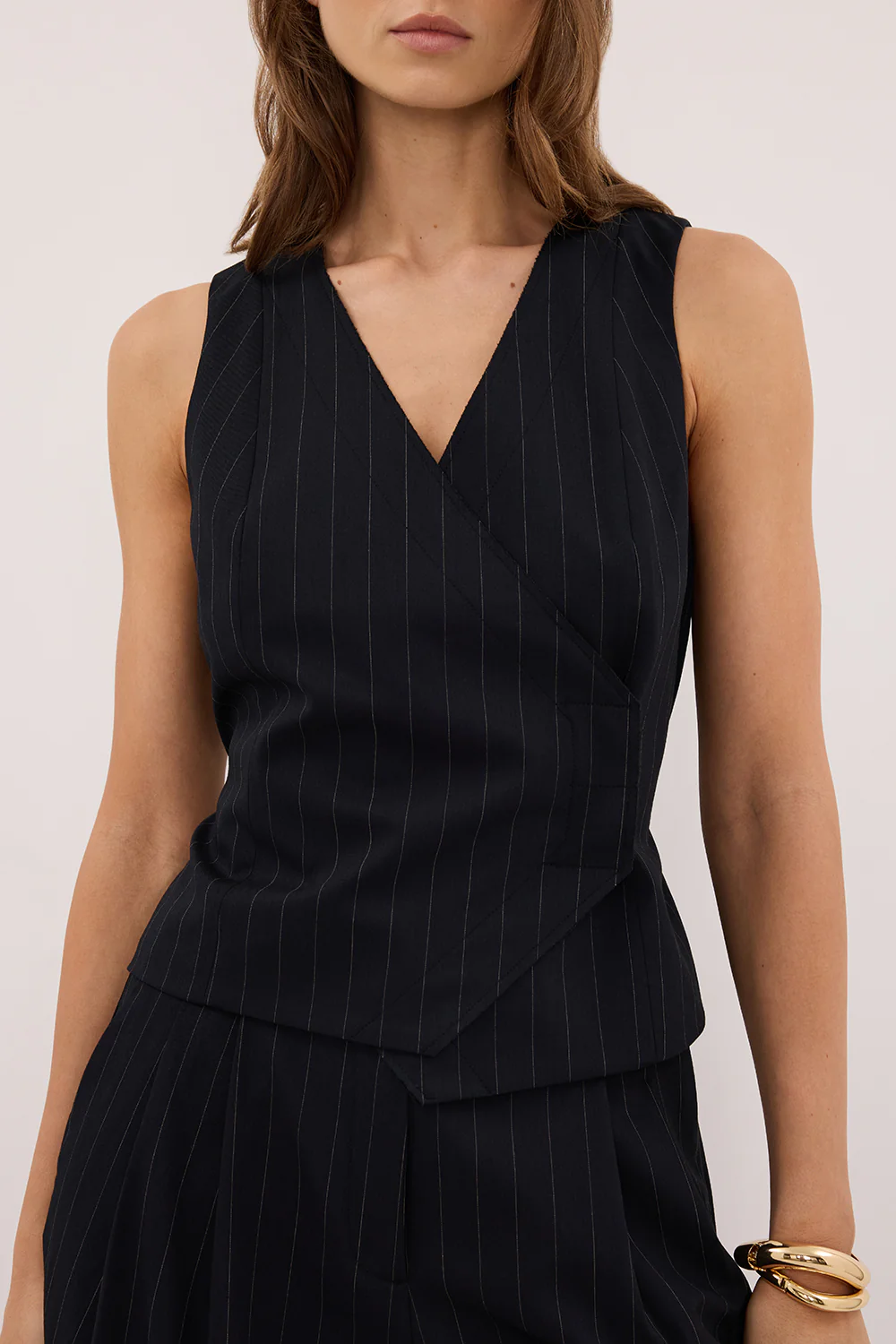 SIAN INK PINSTRIPE ASYM VEST - Image 6