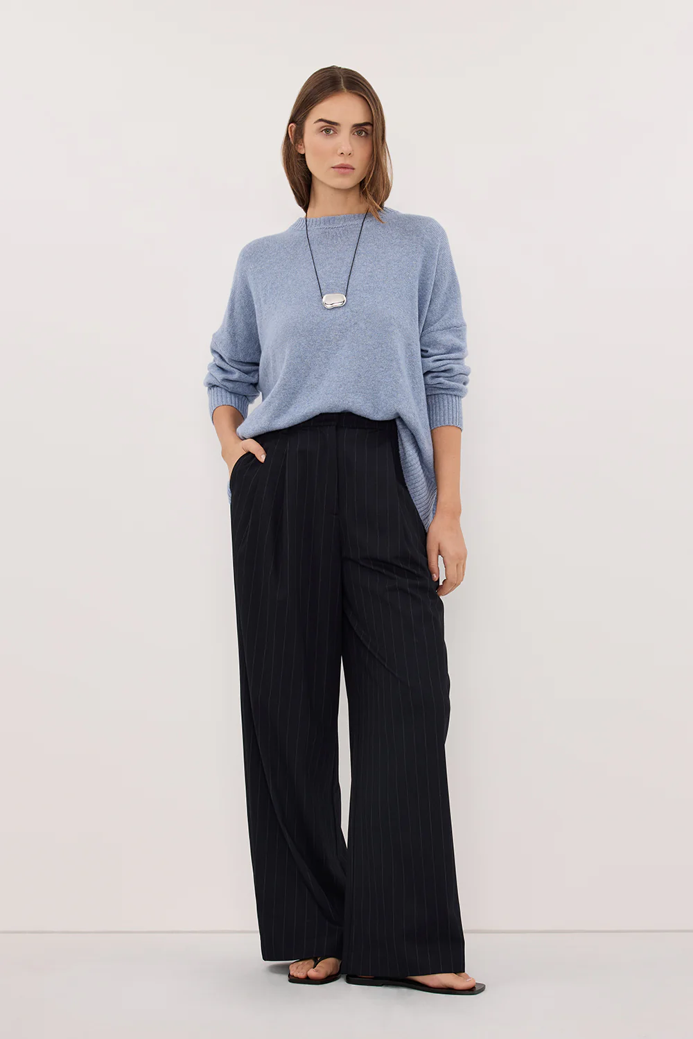 SIAN INK STRIPE TAILORED WIDE PANT - Image 3