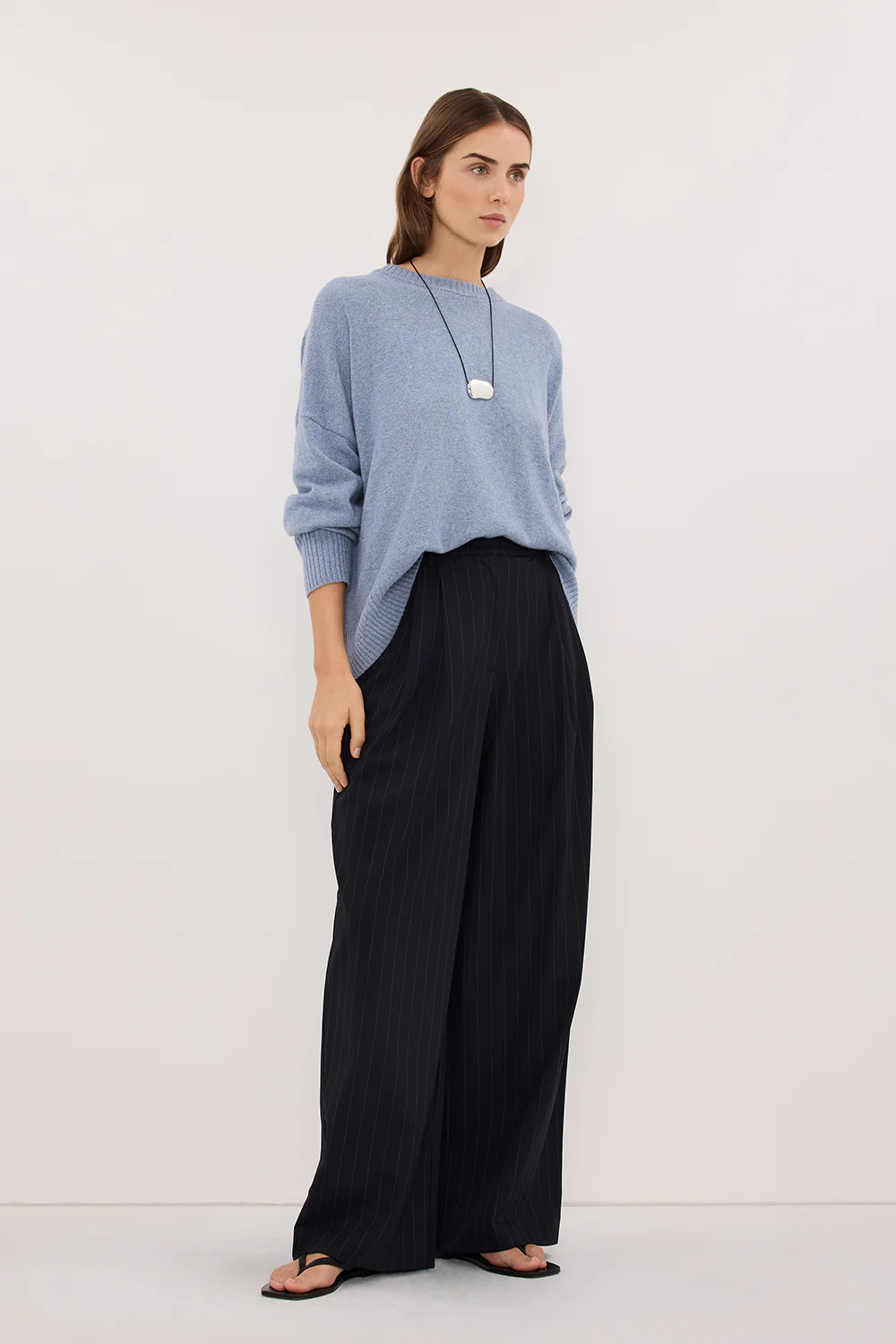 SIAN INK STRIPE TAILORED WIDE PANT - Image 4