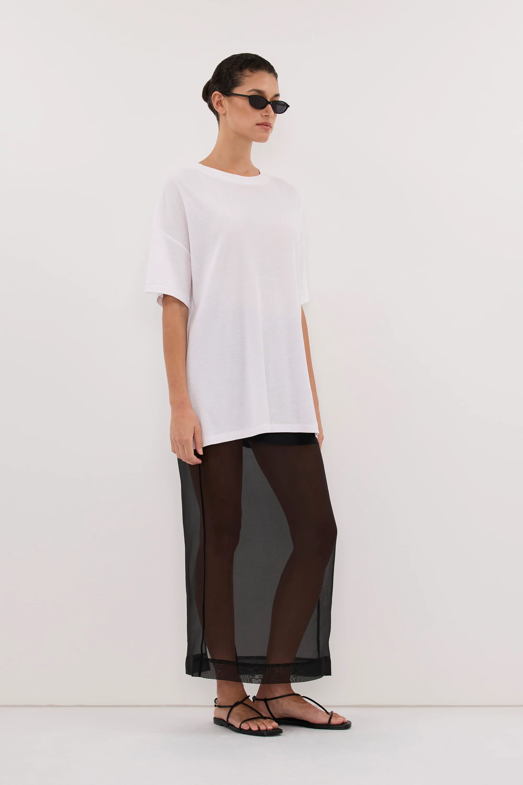 SLOANE WHITE COTTON LONGLINE TEE - Image 4