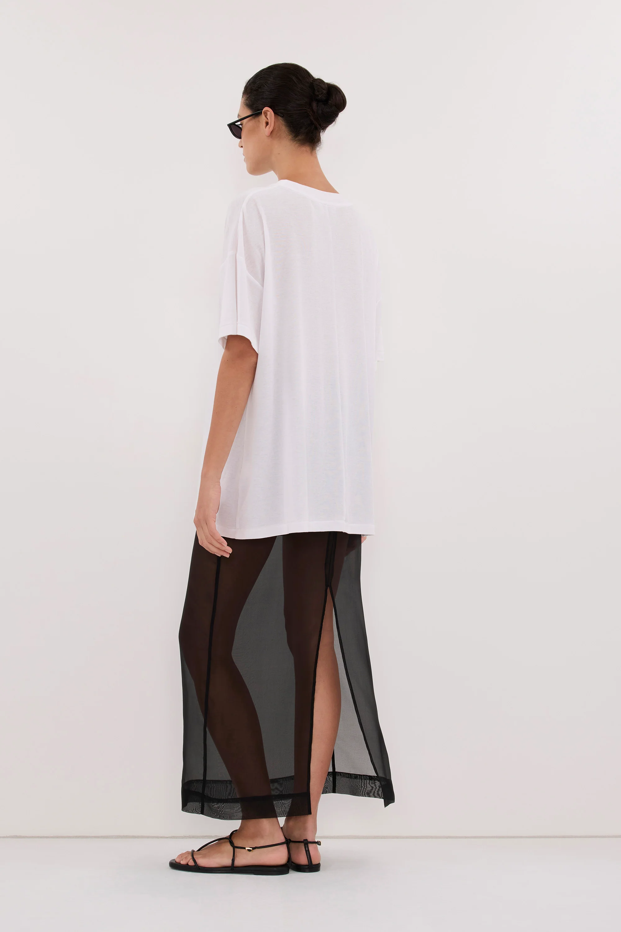 SLOANE WHITE COTTON LONGLINE TEE - Image 5