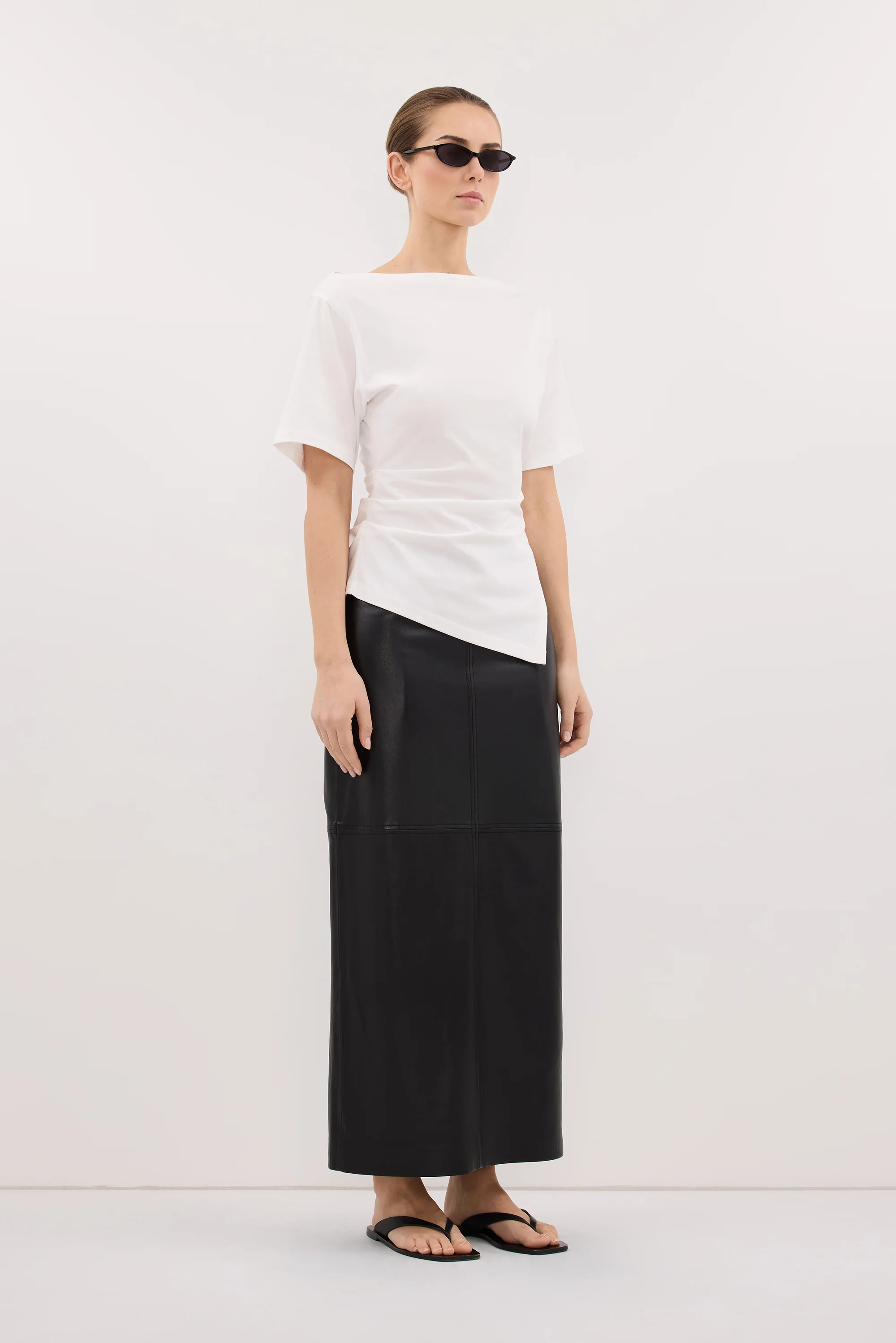 SWANN WHITE ASYM BOAT NECK TEE - Image 3