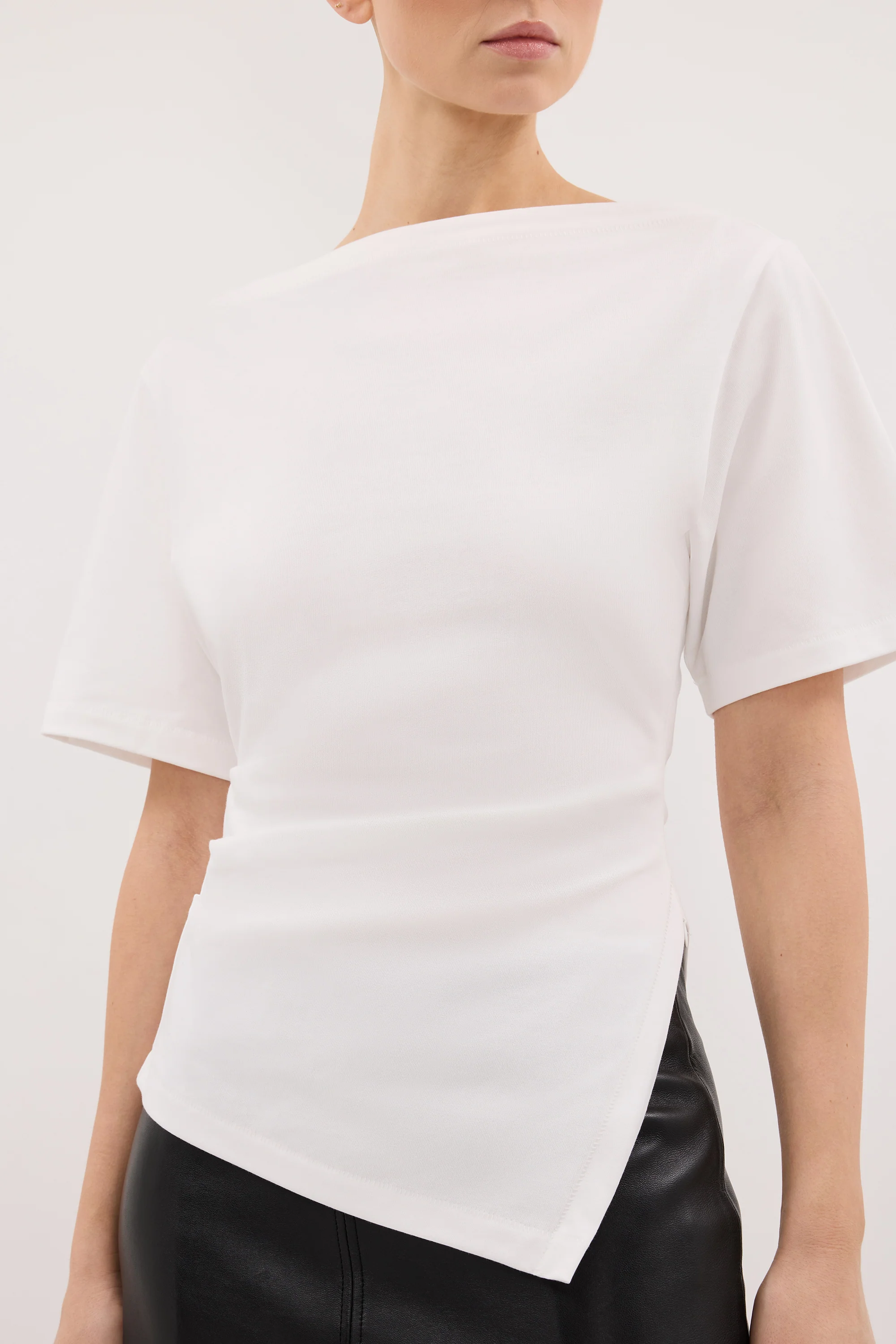 SWANN WHITE ASYM BOAT NECK TEE - Image 6