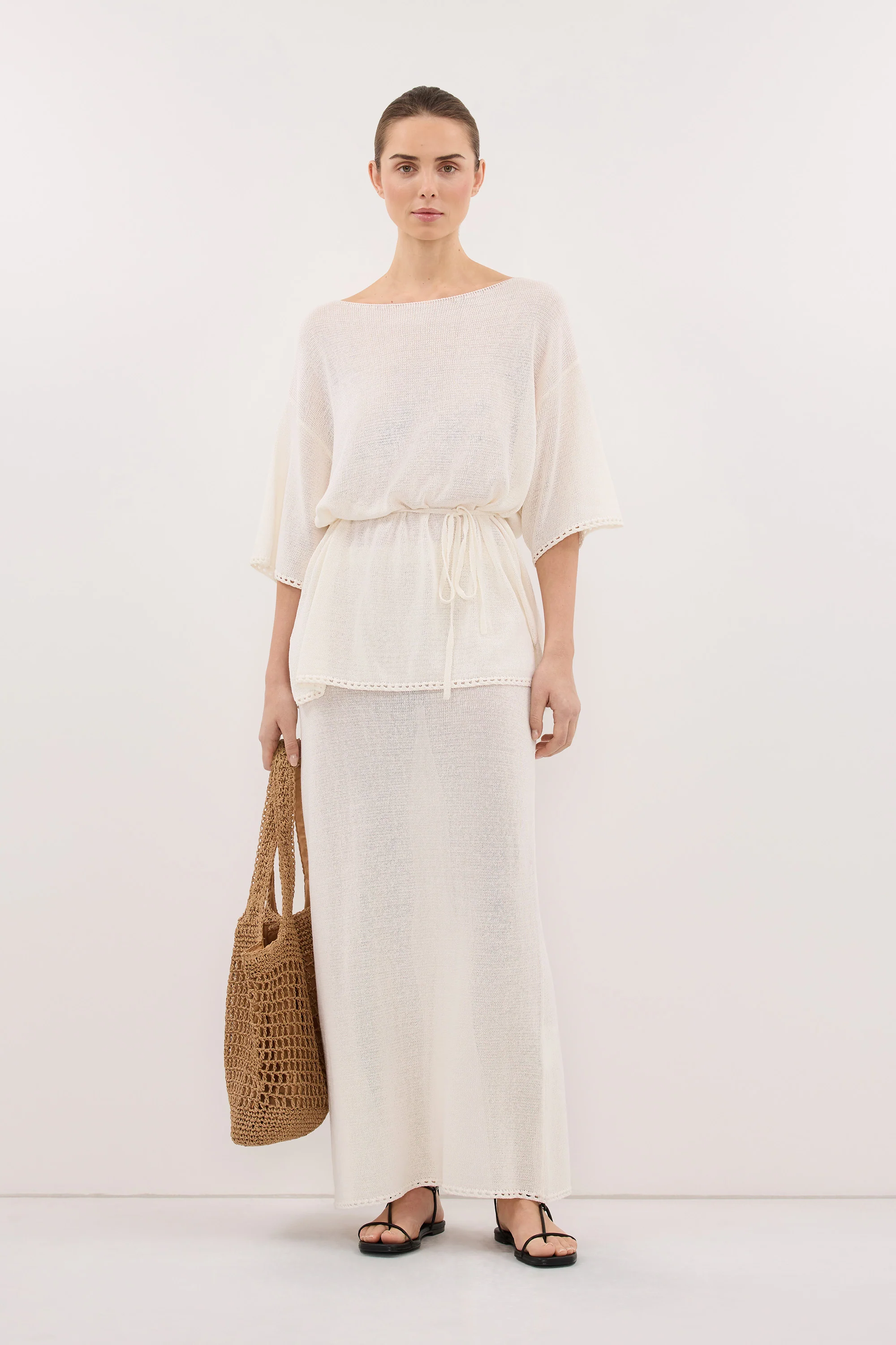 TARI OFF WHITE BOAT NECK TEE