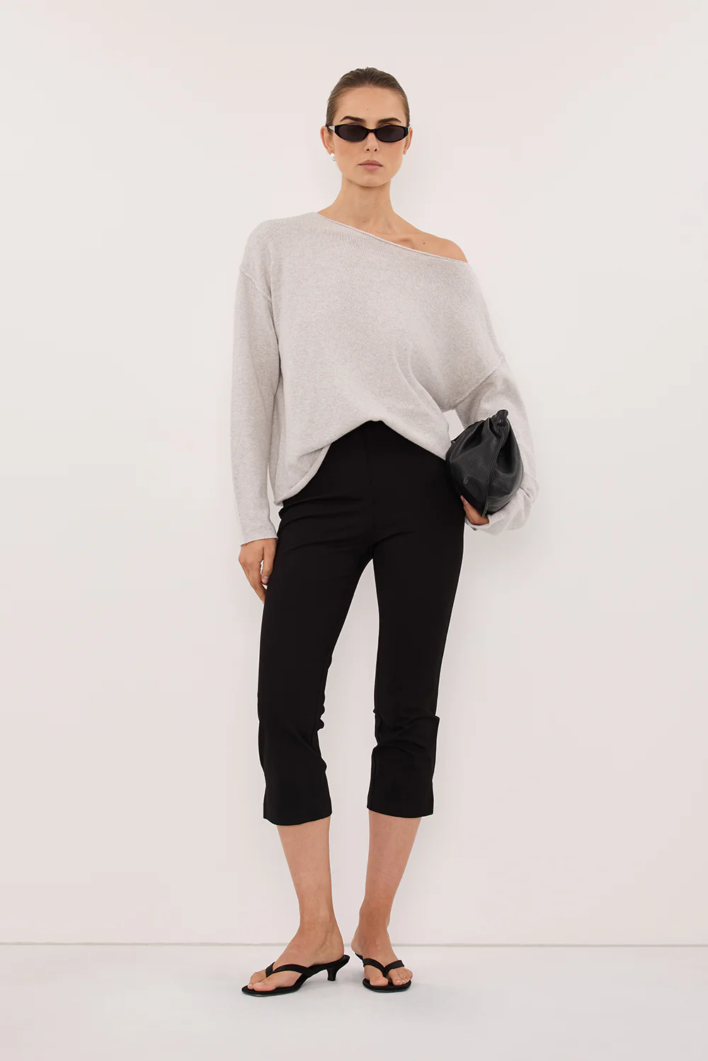 TESS SILVER BOATNECK KNIT JUMPER