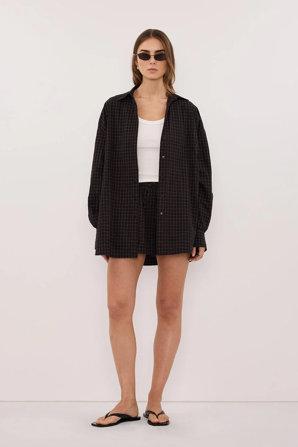 TOVA INK CHECK OVERSIZED COTTON SHIRT