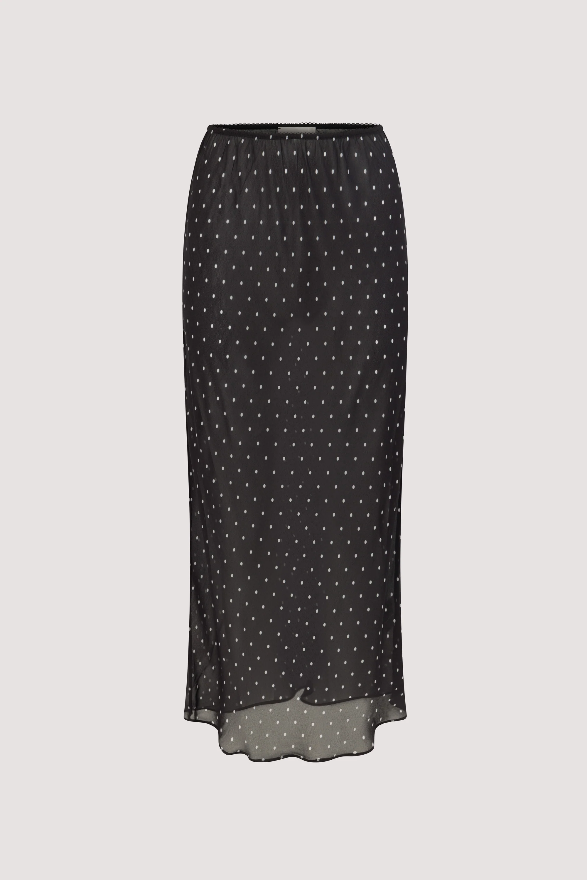 VANESSA BLACK SHEER SPOT MIDI SKIRT - Image 7