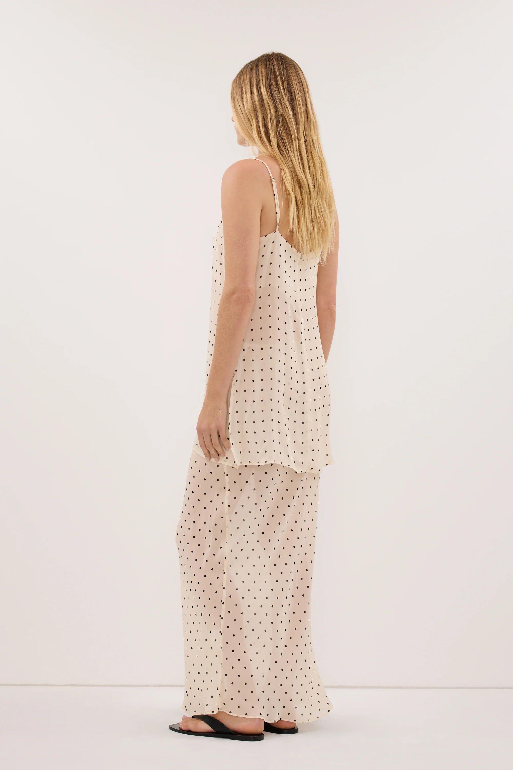 VANESSA SANDSTONE SHEER SPOT MIDI SKIRT - Image 8