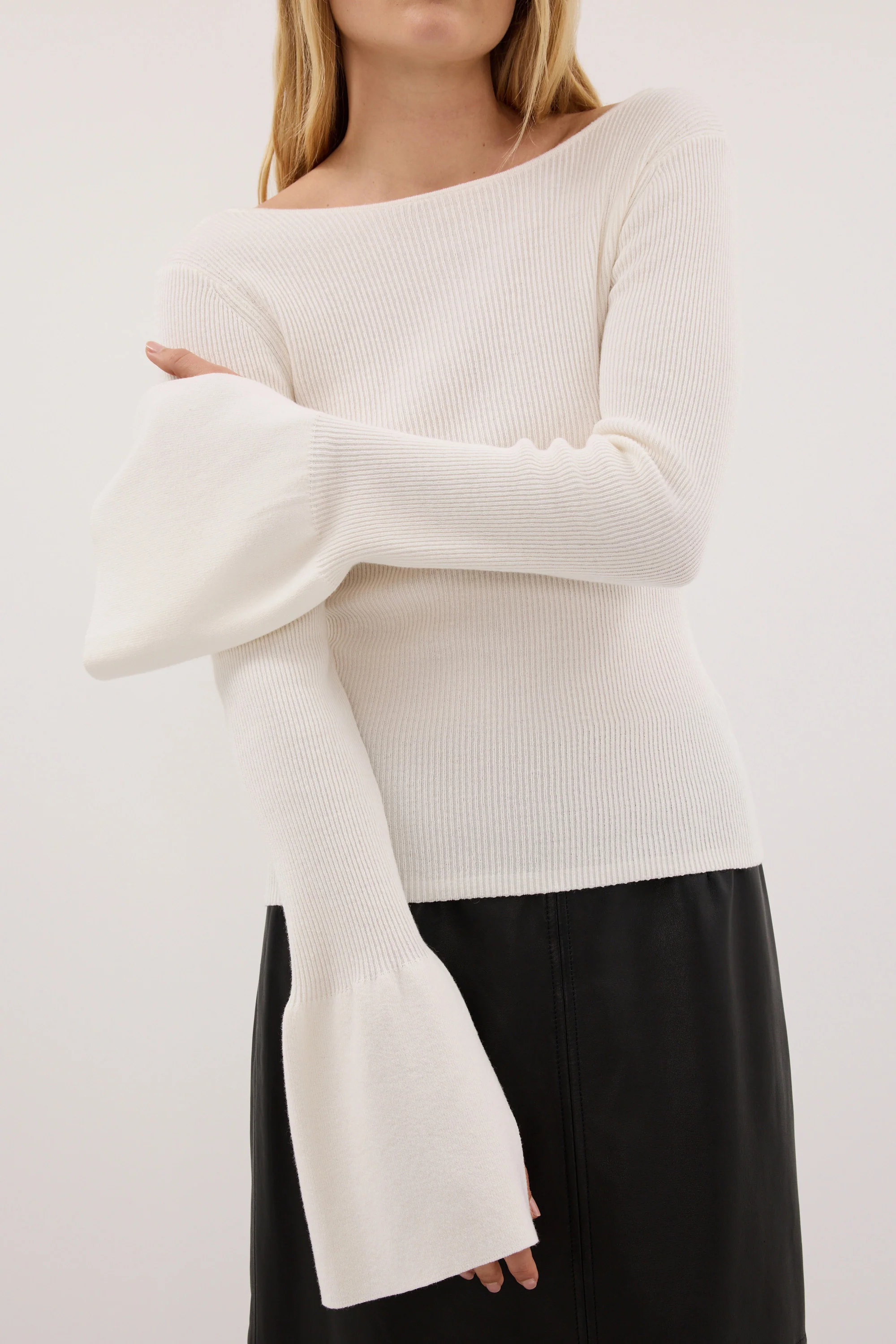 VARA OFF WHITE LONG SLEEVE KNIT TOP - Image 5