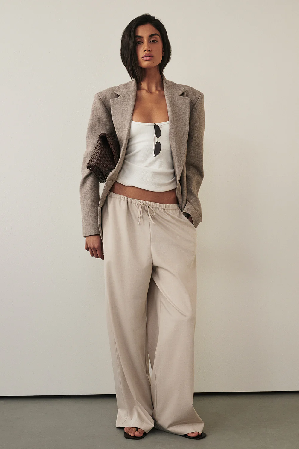 VIANNA BONE MARLE ELASTICATED DRAWSTRING PANT