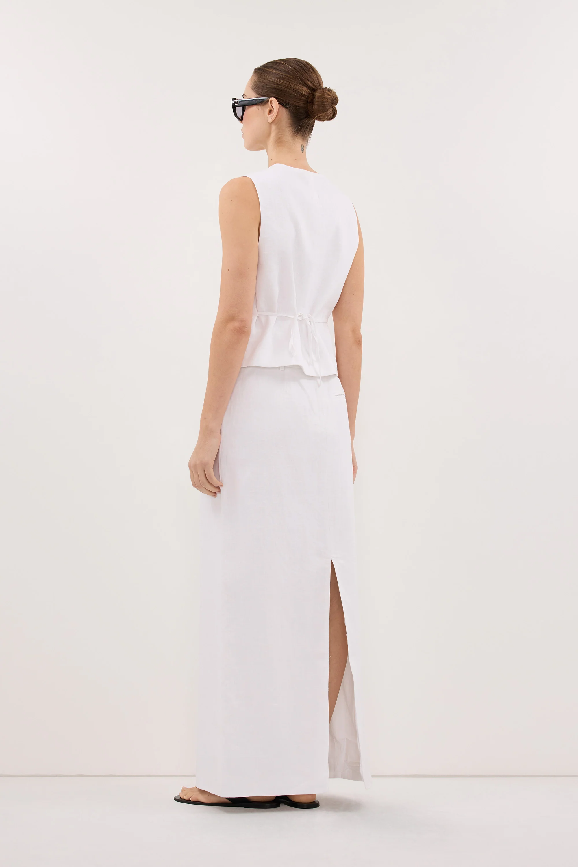 WINONA WHITE LINEN MIDI SKIRT - Image 4