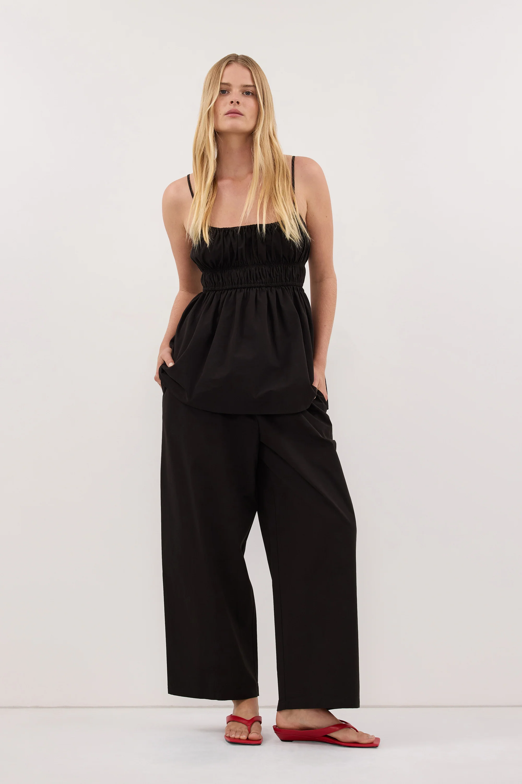 ZAHARA BLACK POPLIN PANT