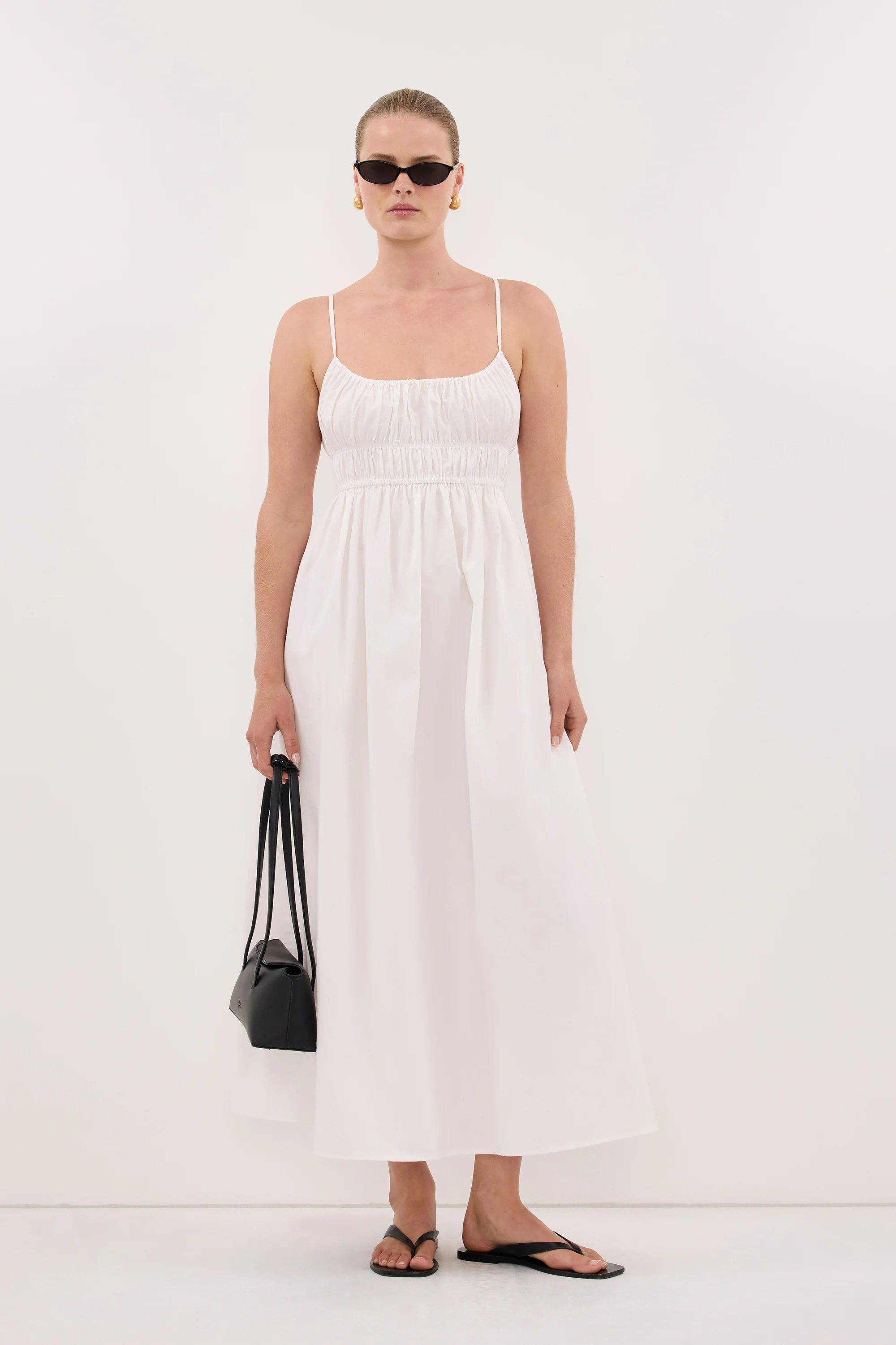 ZAHARA WHITE COTTON MIDI DRESS - Image 3