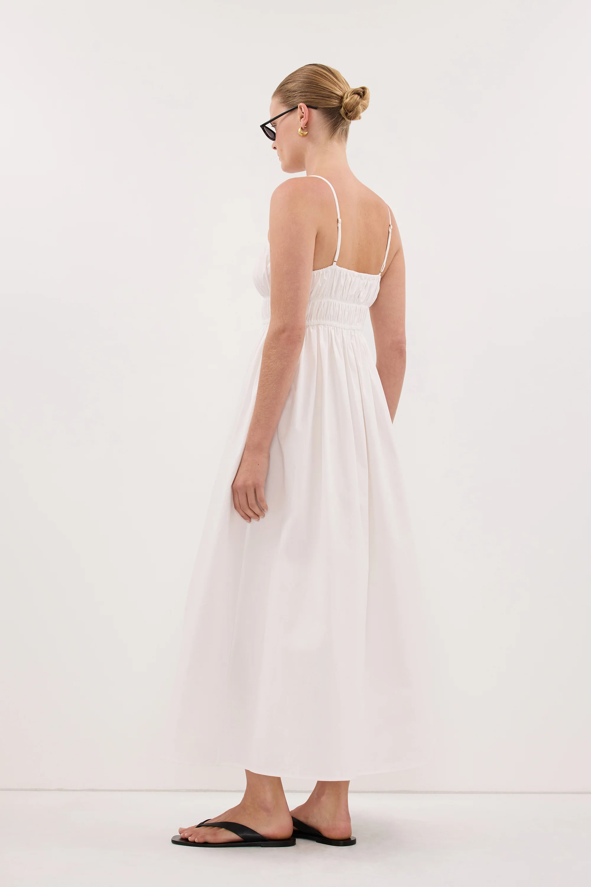 ZAHARA WHITE COTTON MIDI DRESS - Image 5