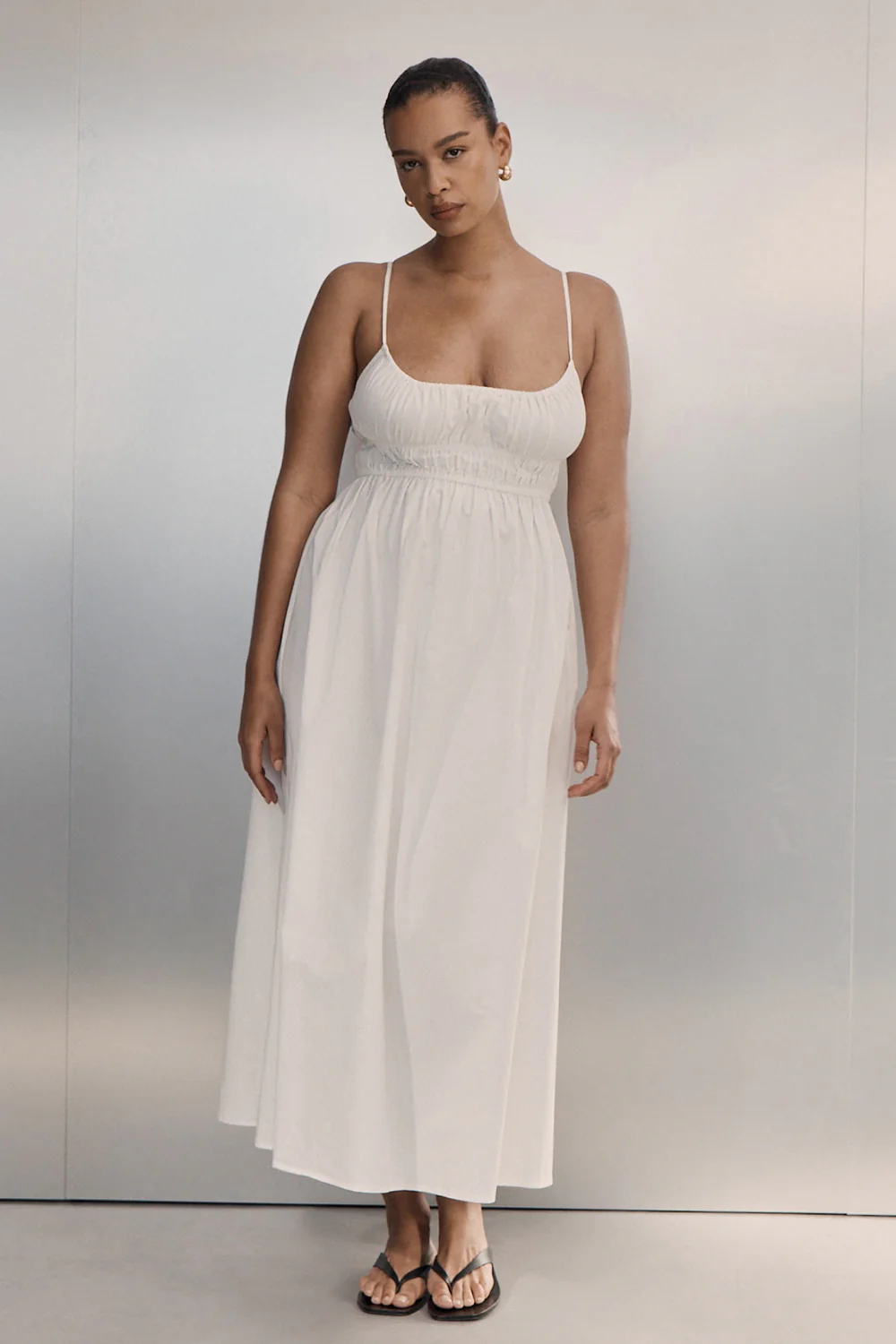 ZAHARA WHITE COTTON MIDI DRESS - Image 7