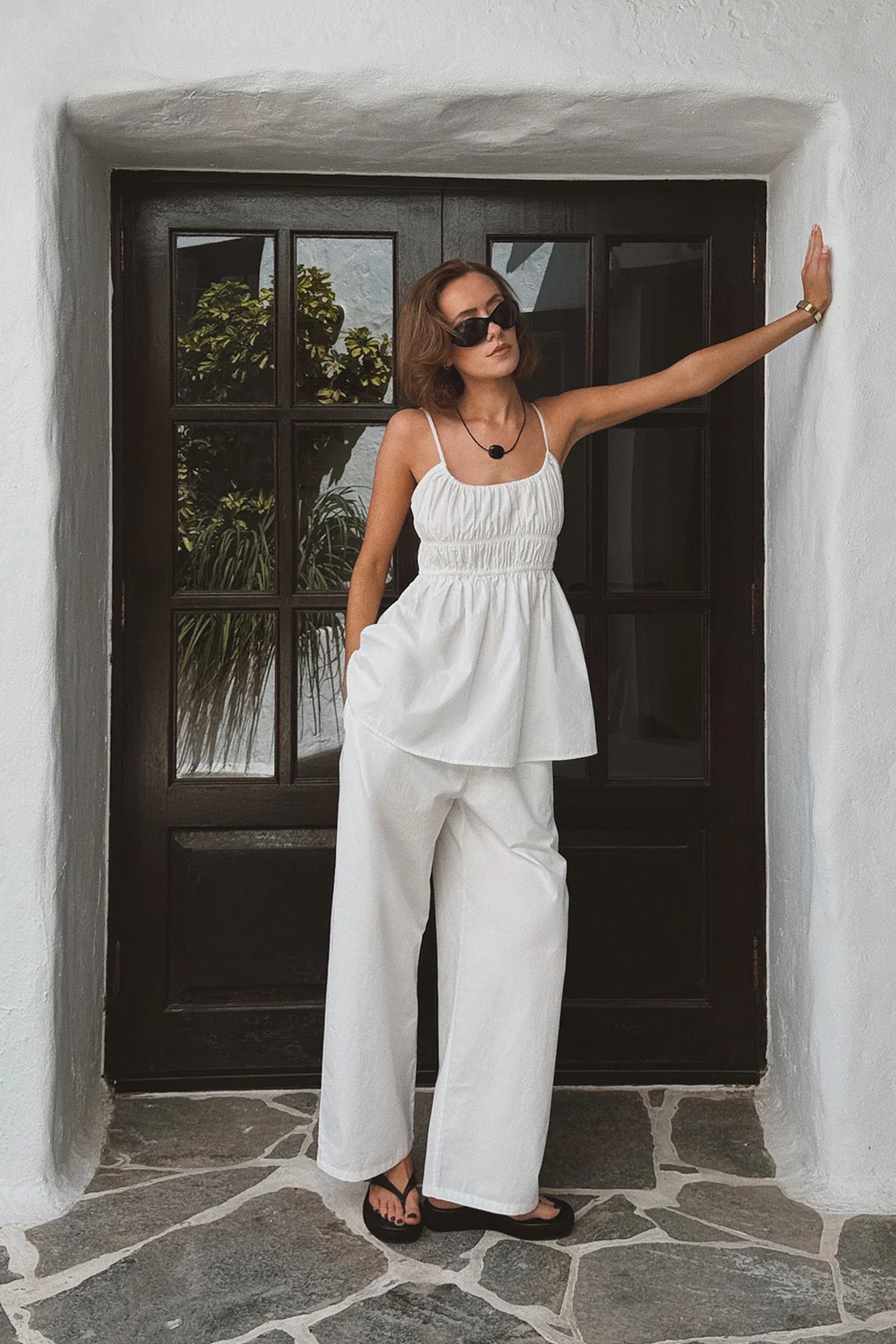 ZAHARA WHITE COTTON PANT - Image 2