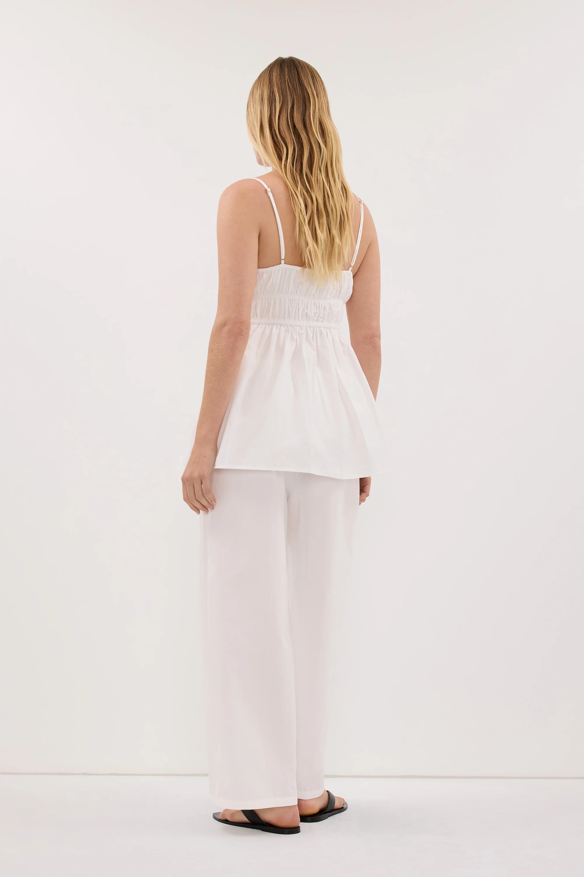 ZAHARA WHITE COTTON RUCHED TOP - Image 4
